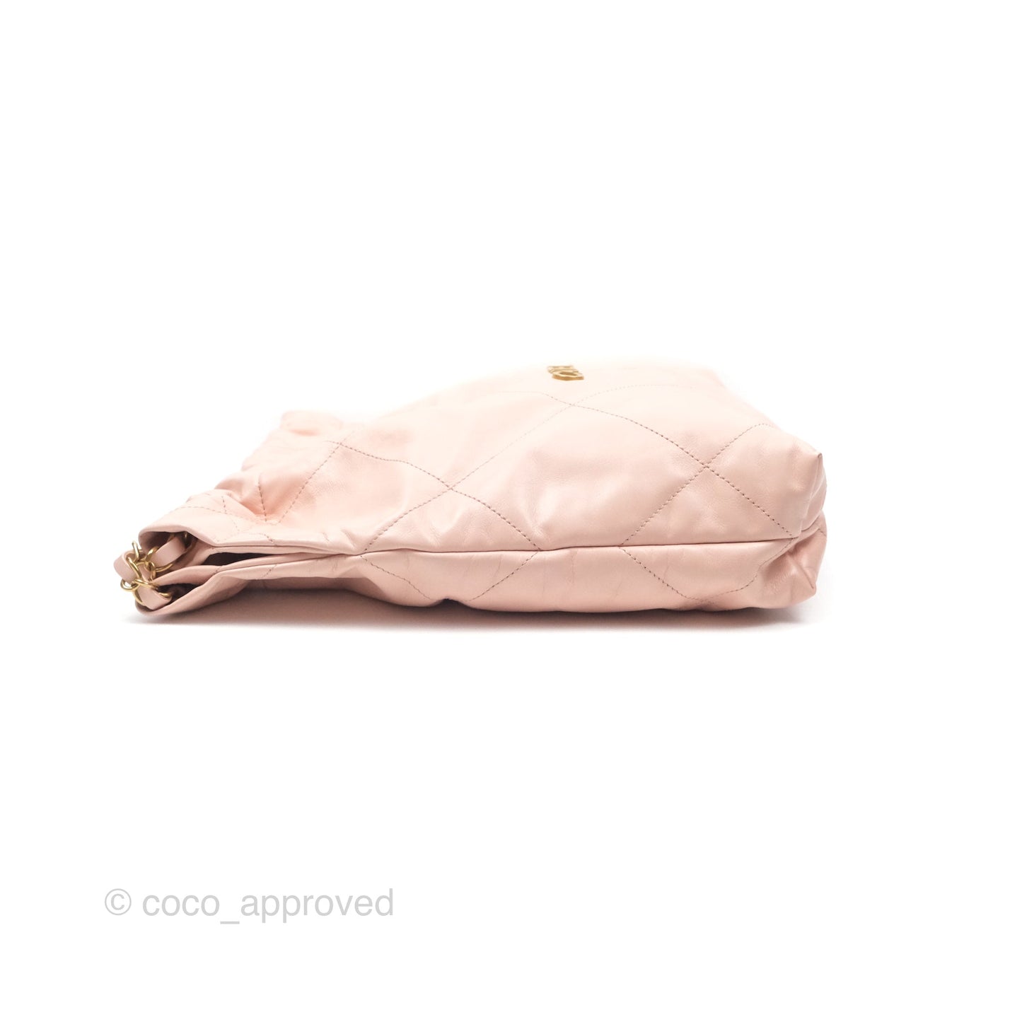 Chanel 22 Small Quilted Pink Shiny Crumpled Calfskin Aged Gold Hardware