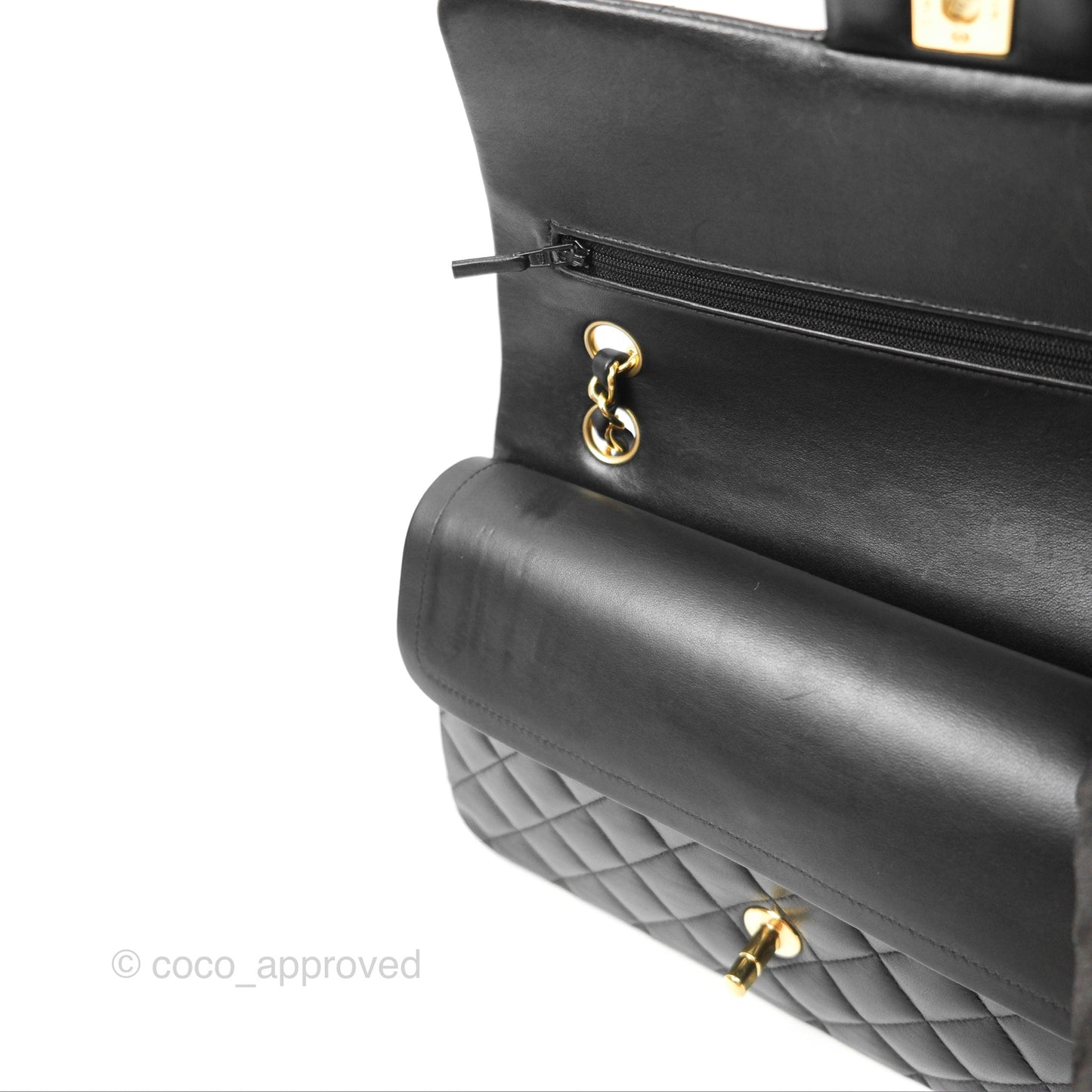 Chanel Classic M/L Medium Flap Quilted Black Lambskin Gold Hardware