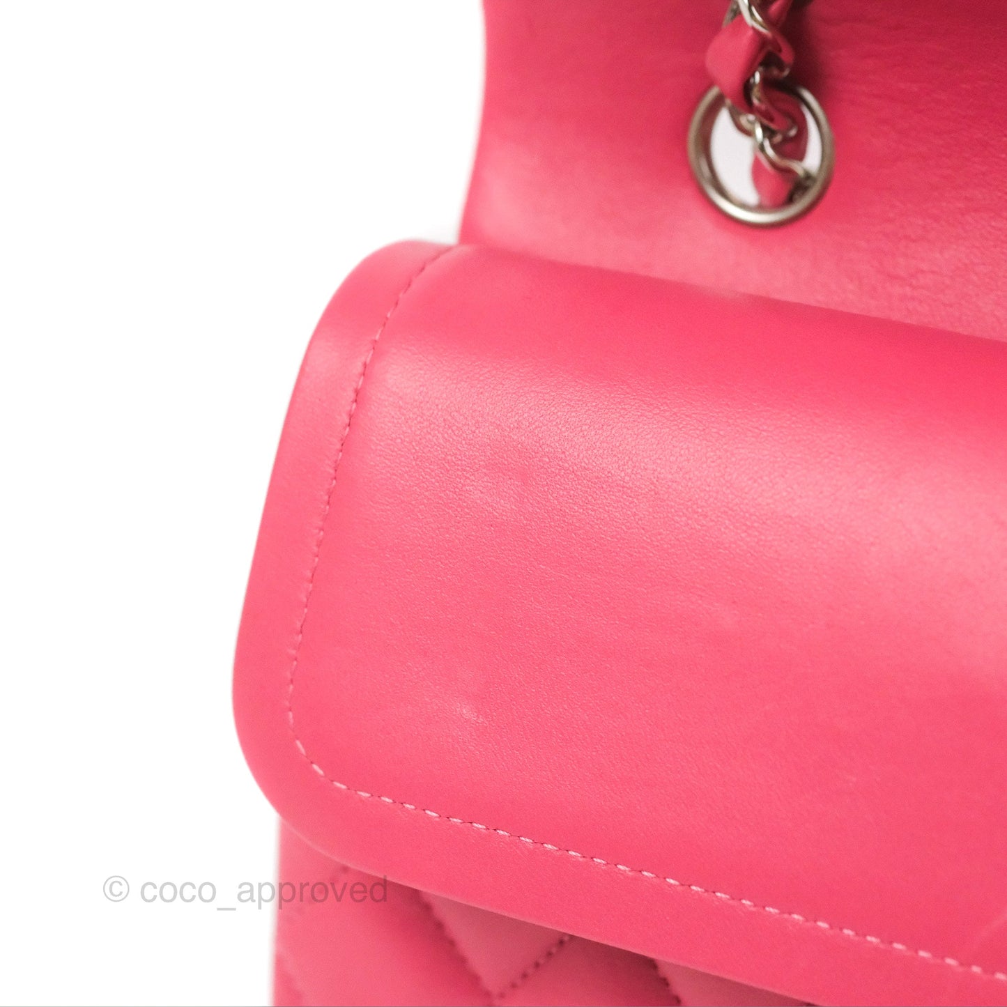 Chanel Classic M/L Medium Flap Quilted Pink Lambskin Silver Hardware