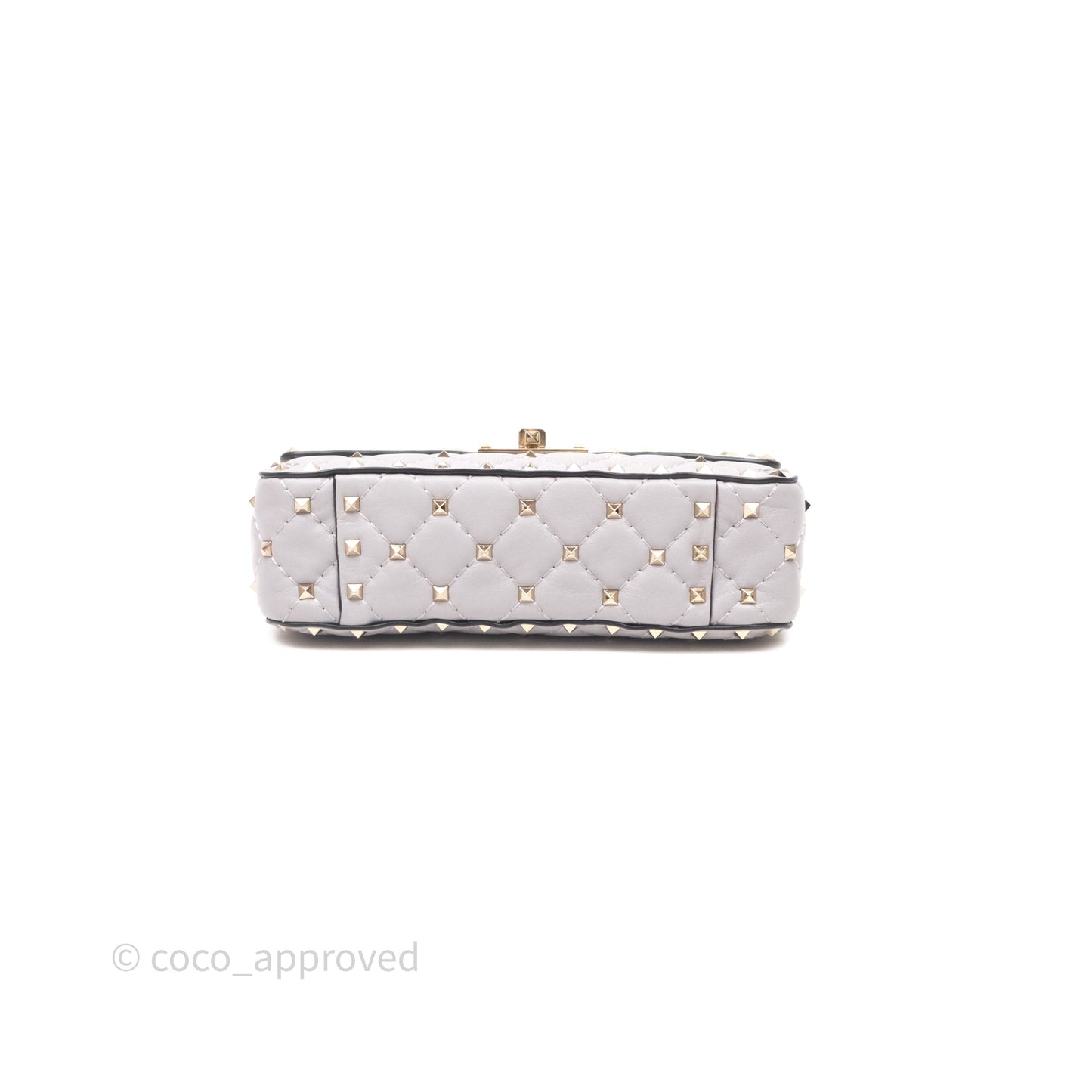 Valentino Small Nappa Rockstud Spike Bag Grey Gold Hardware