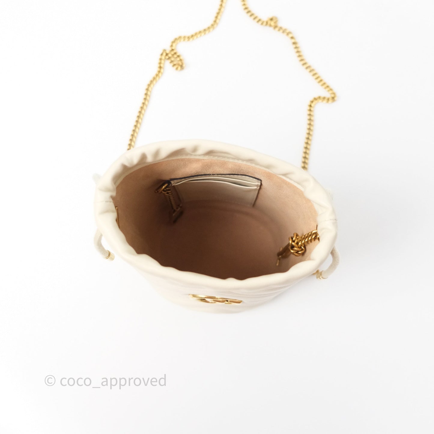 Gucci GG Marmont Mini Bucket Bag Ivory Leather