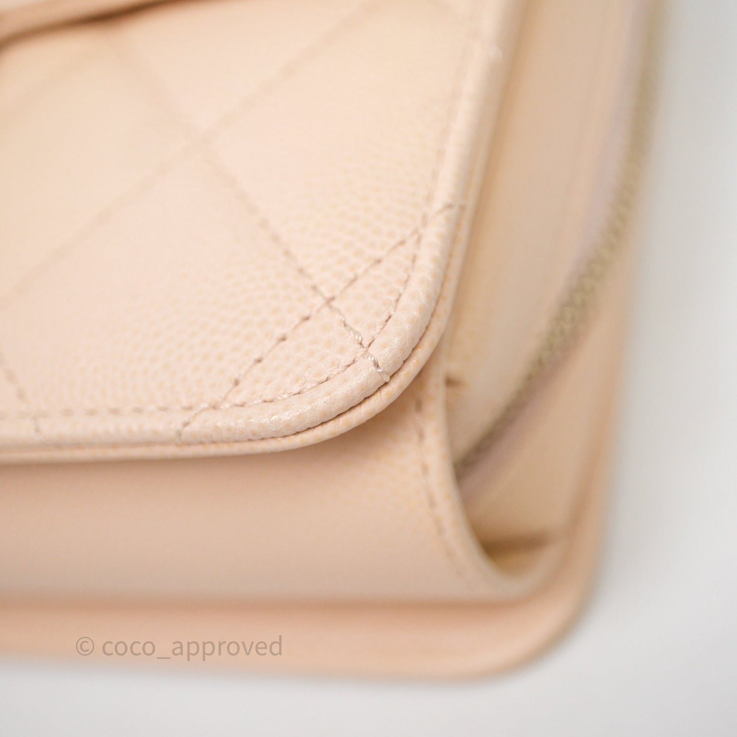Chanel Small Like The Wallet Flap Quilted Light Beige Pink Caviar Gold Hardware 22C