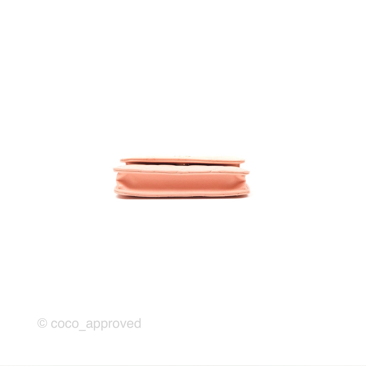 Chanel Pearl Crush Card Holder Pink Beige Lambskin Aged Gold Hardware