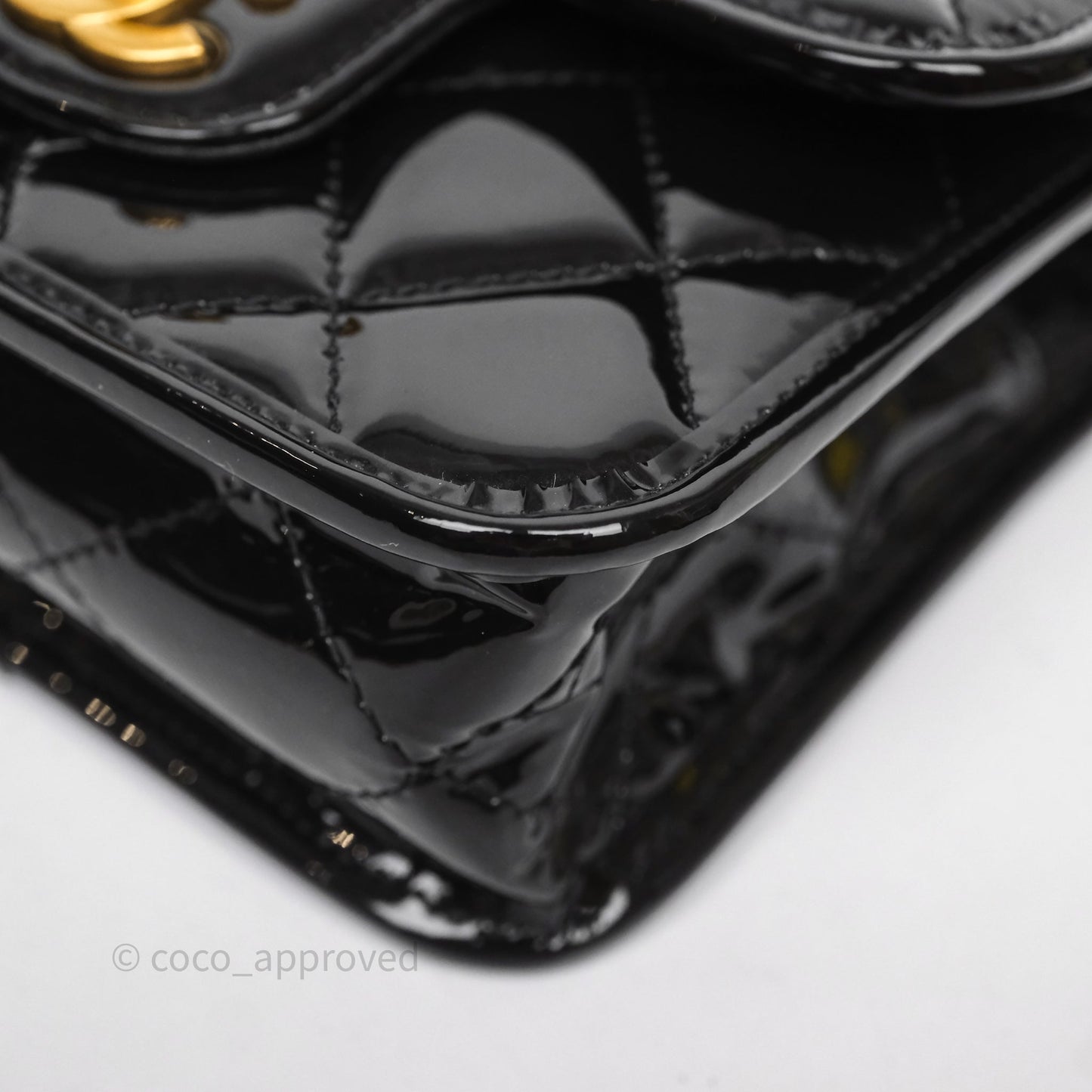Chanel Mini School Memory Top Handle Flap Black Patent