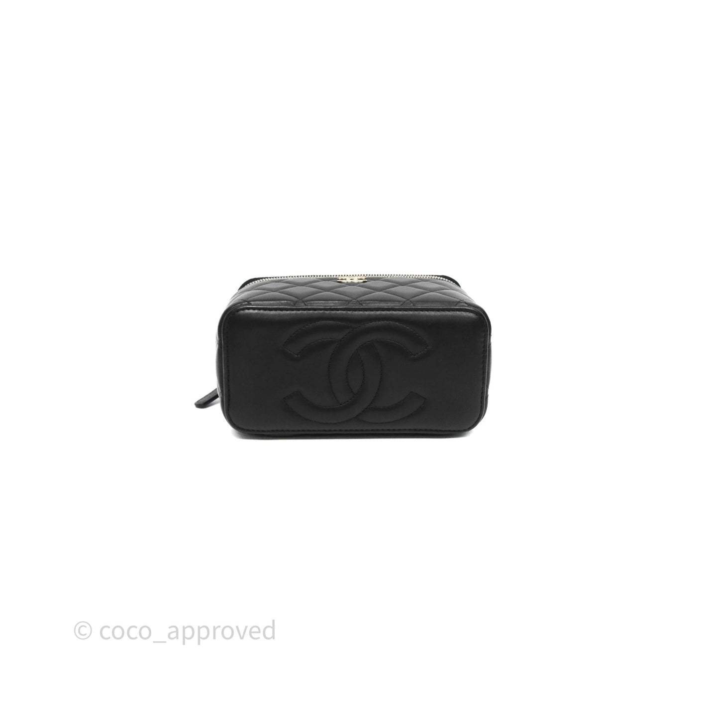 Chanel Vanity Rectangular Top Handle Black Lambskin Light Gold Hardware
