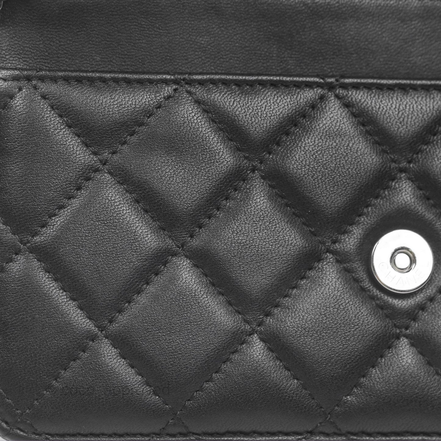 Chanel Quilted Classic Wallet on Chain WOC Black Lambskin Silver Hardware