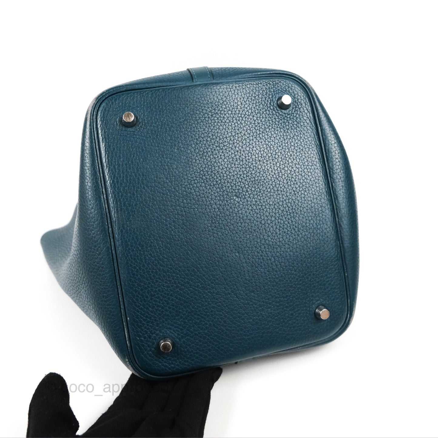 Hermès Picotin 22 Vert Bosphore Clemence Silver Hardware