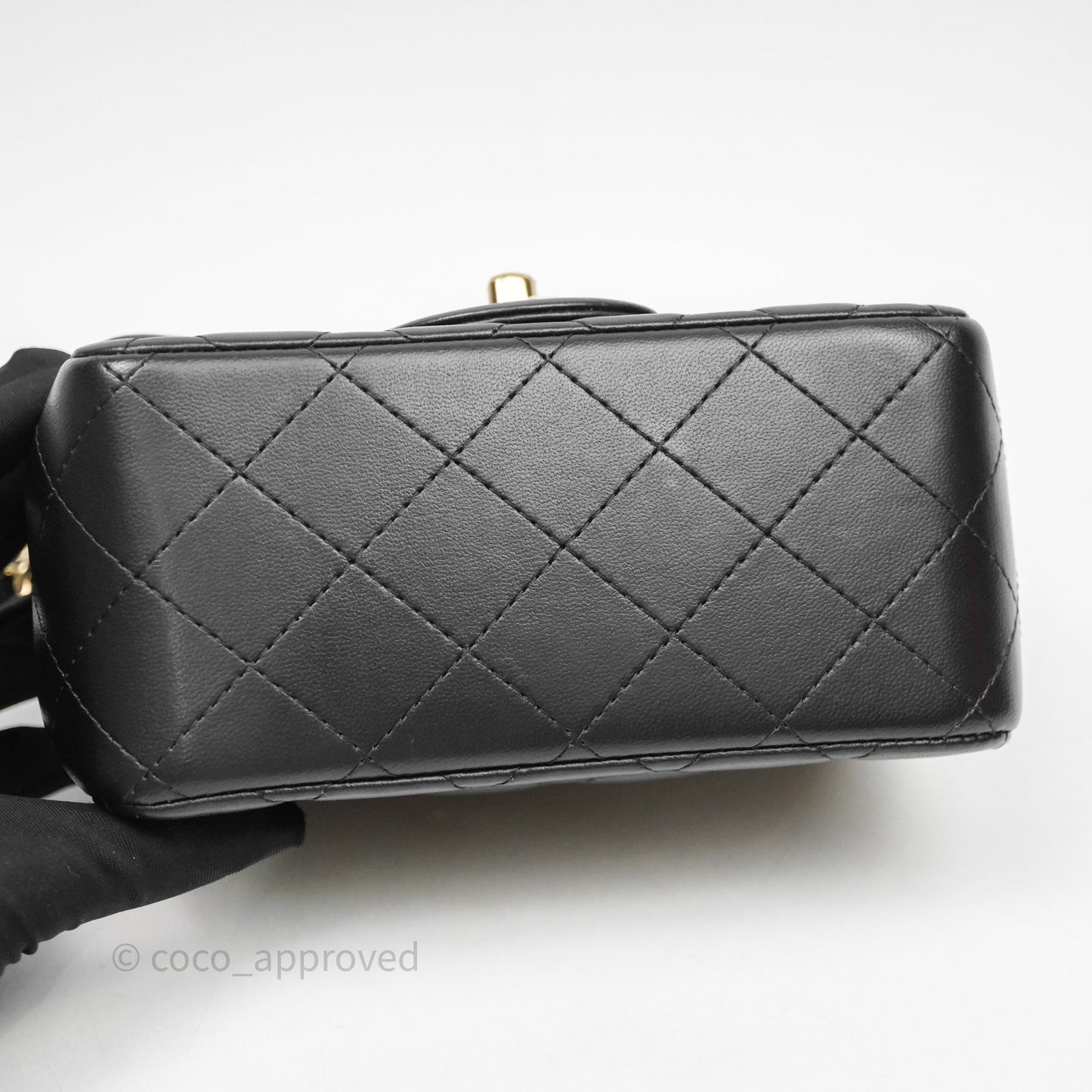 Chanel Mini Square Quilted Black Lambskin Gold Hardware
