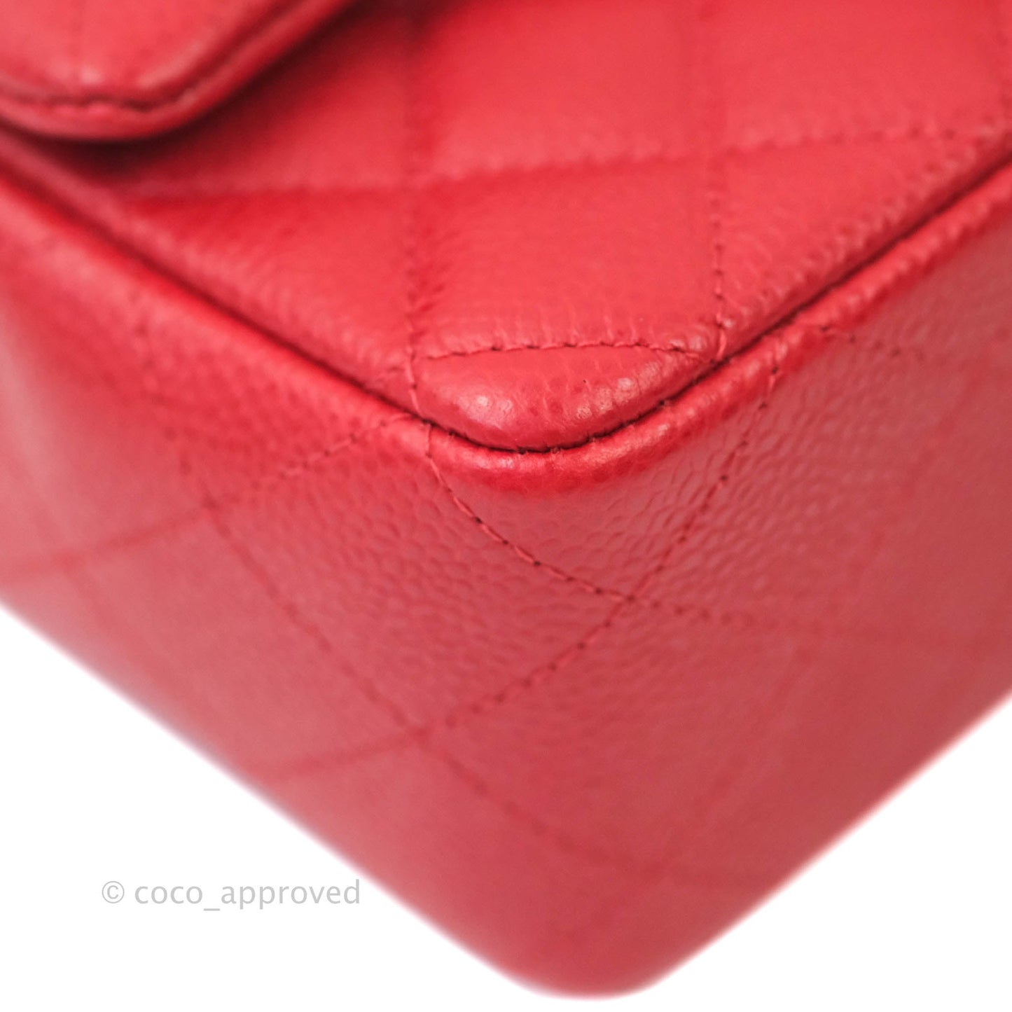 Chanel Classic Quilted Mini Rectangular Flap Red Caviar Silver Hardware