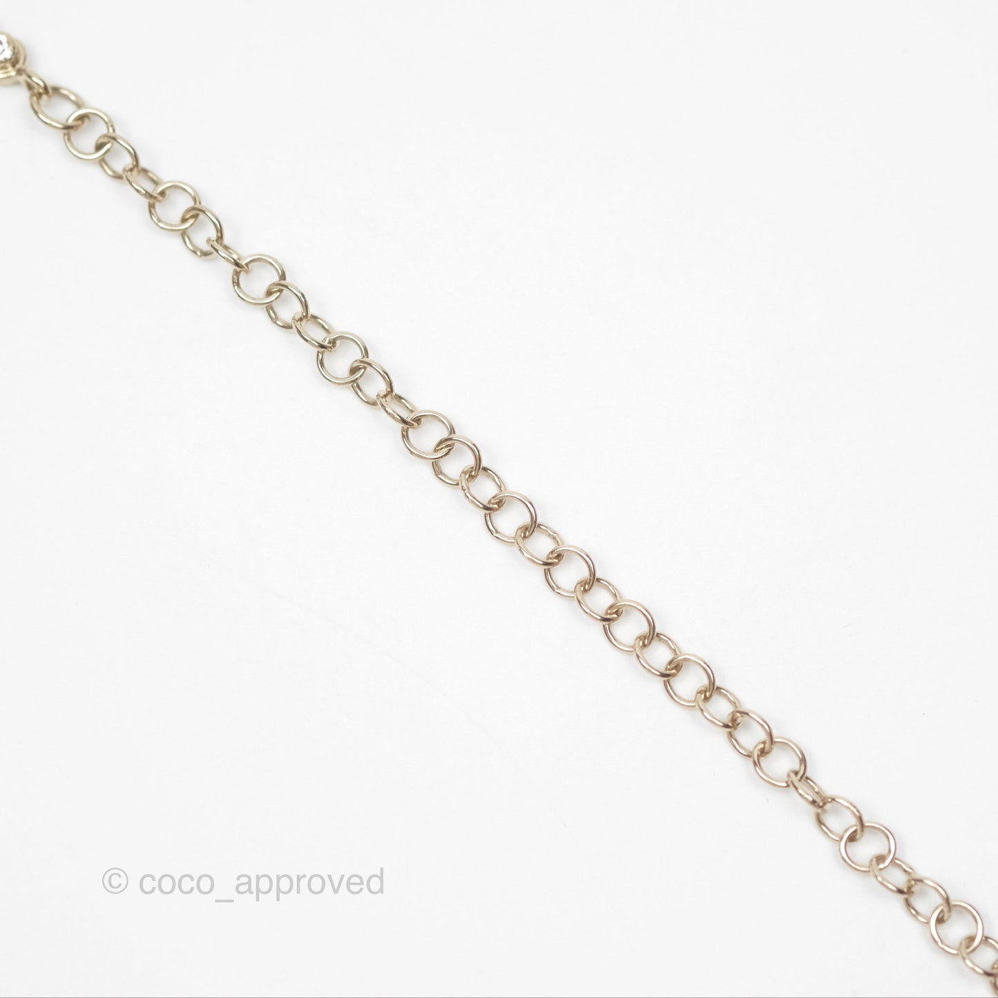 Chanel CC Crystal Chain Choker Necklace Gold Tone 21S