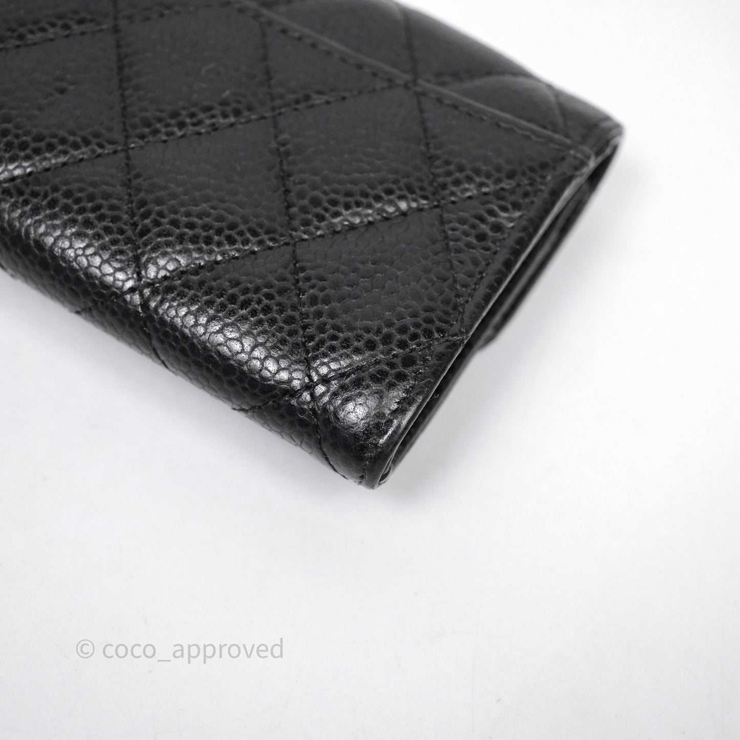 Chanel Quilted Flap Card Holder Black Caviar Silver Hardware