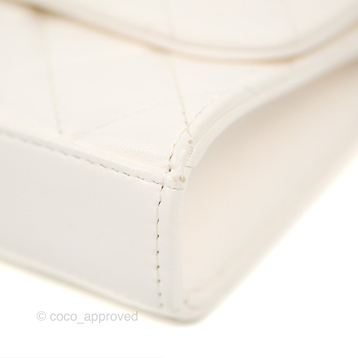 Chanel Mini Quilted Trendy CC Clutch With Chain White Lambskin Black Hardware