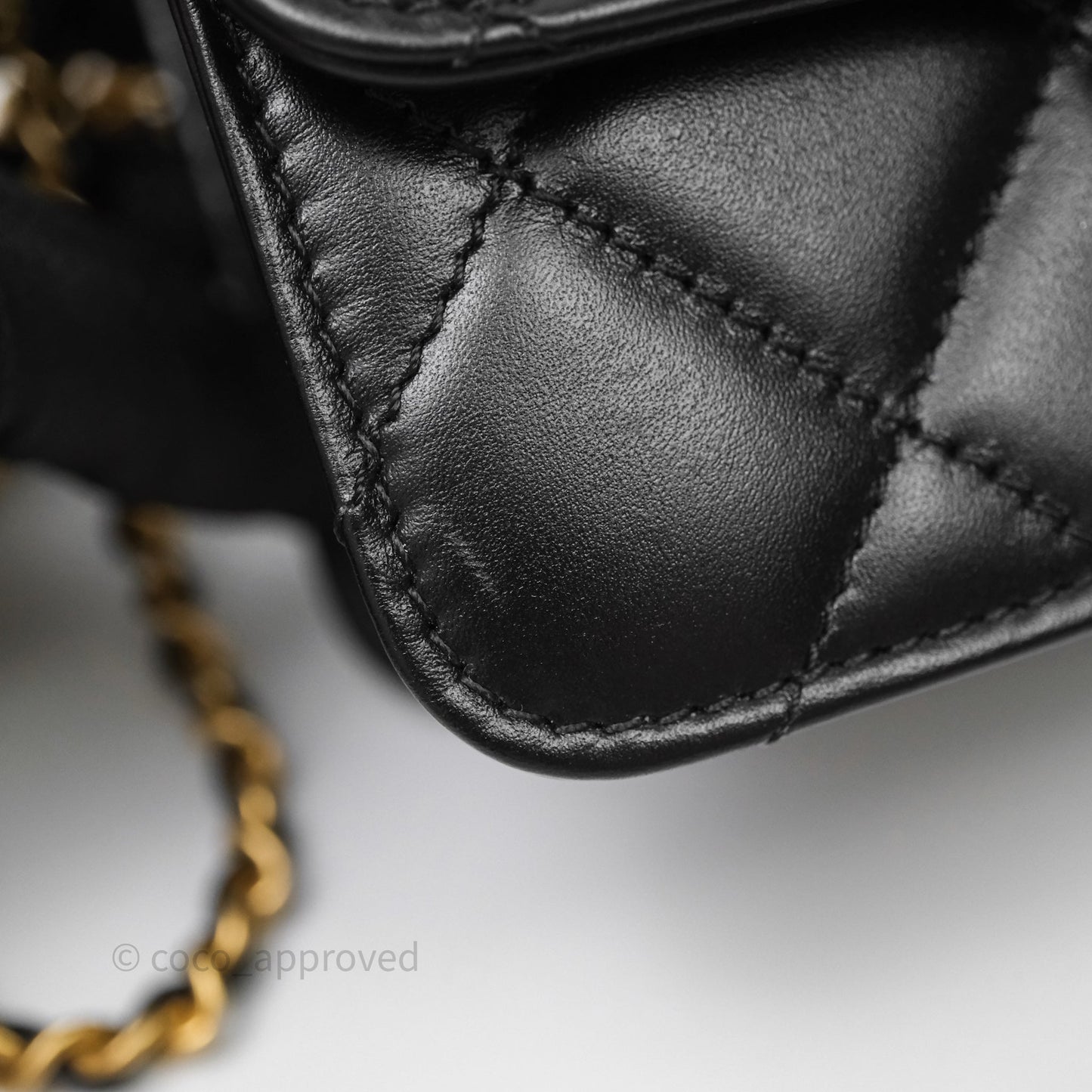 Chanel Mini Perfect Fit Adjustable Quilted Black Calfskin Aged Gold Hardware