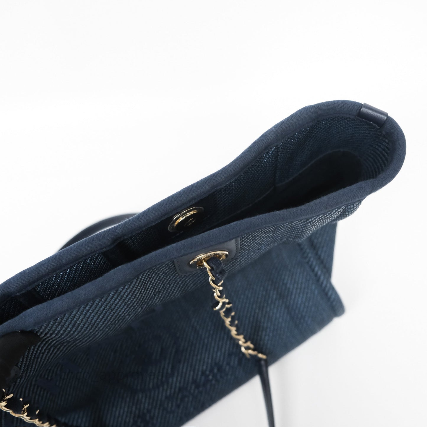 Chanel Medium Deauville Tote Navy Raffia Gold Hardware