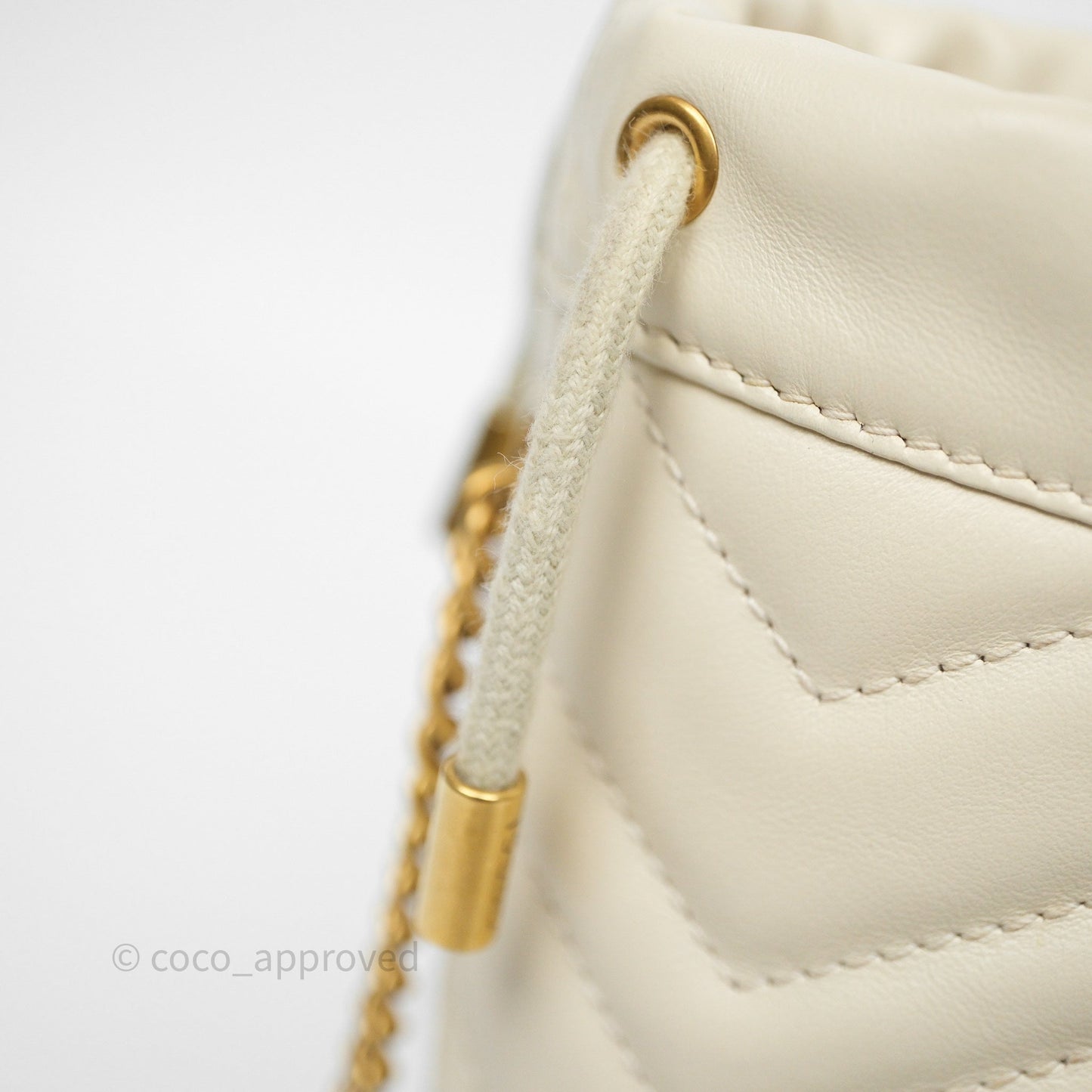 Gucci GG Marmont Mini Bucket Bag Ivory Leather