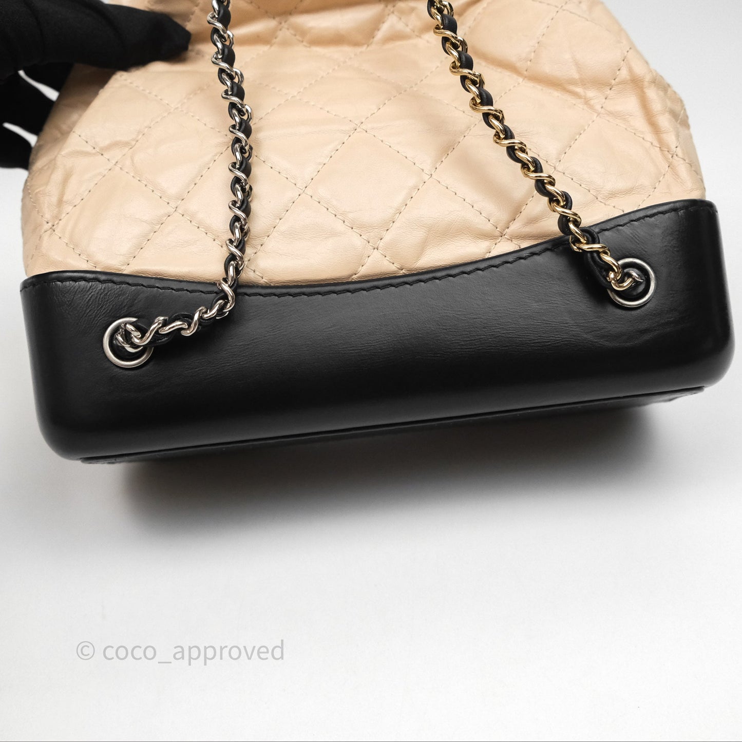 Chanel Quilted Small Gabrielle Backpack Black/Beige Aged Calfskin