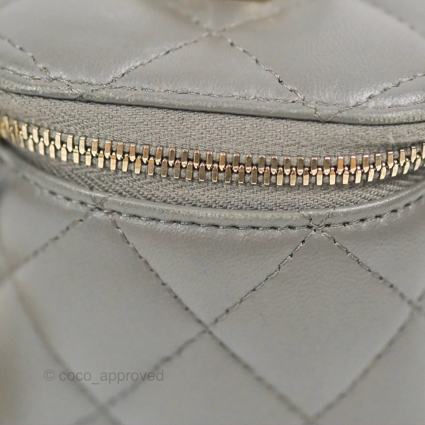Chanel Vanity Rectangular Top Handle Dark Grey Lambskin Gold Hardware