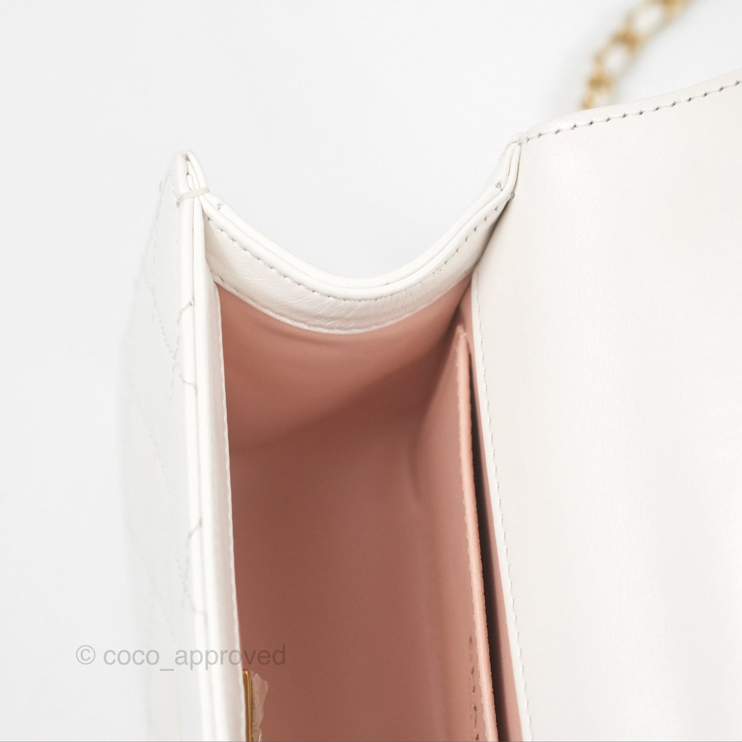 Chanel Quilted Mini Perfect Fit Adjustable White Calfskin Gold Hardware 24C
