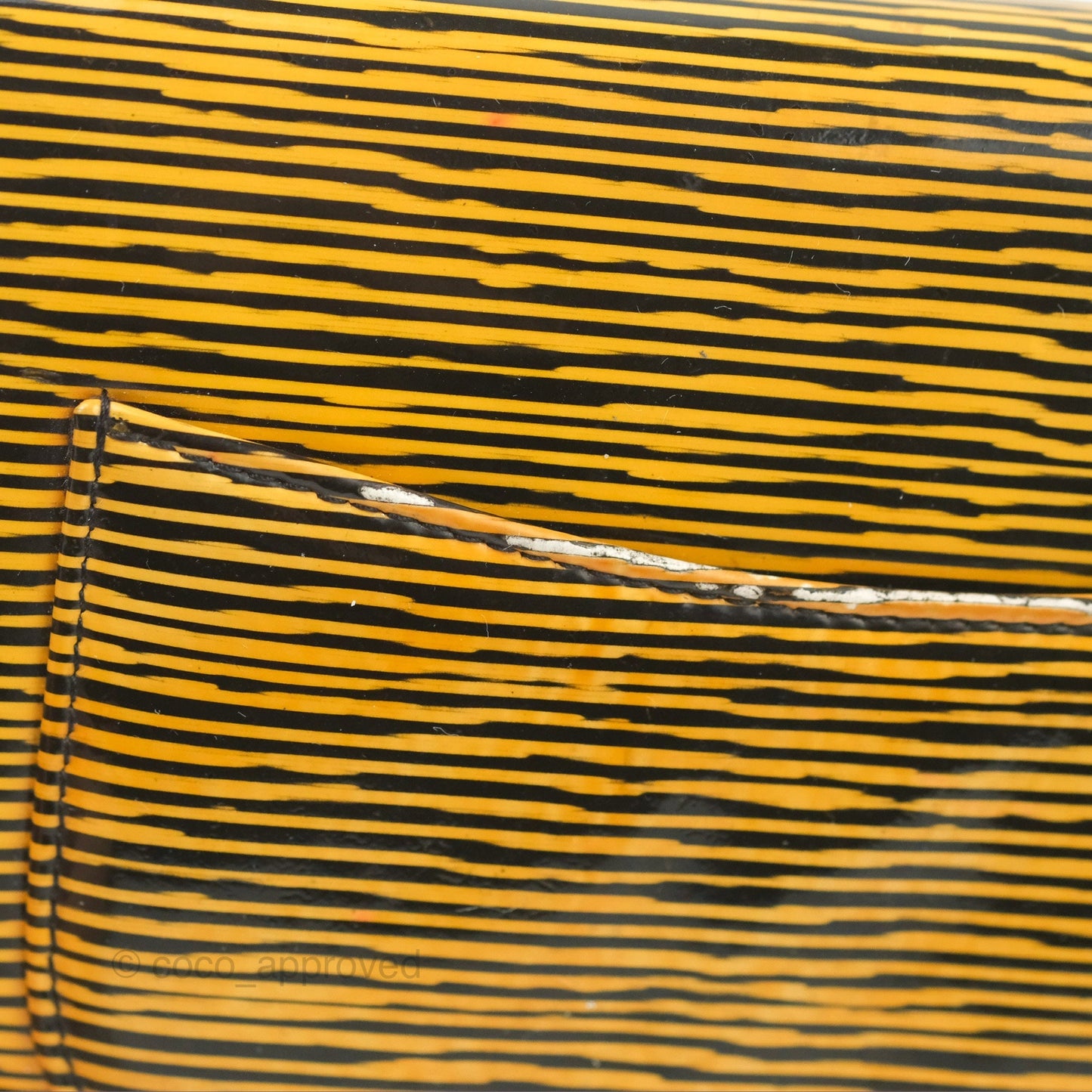 Chanel Wallet on Chain Yellow Black Striped Patent Silver Hardware