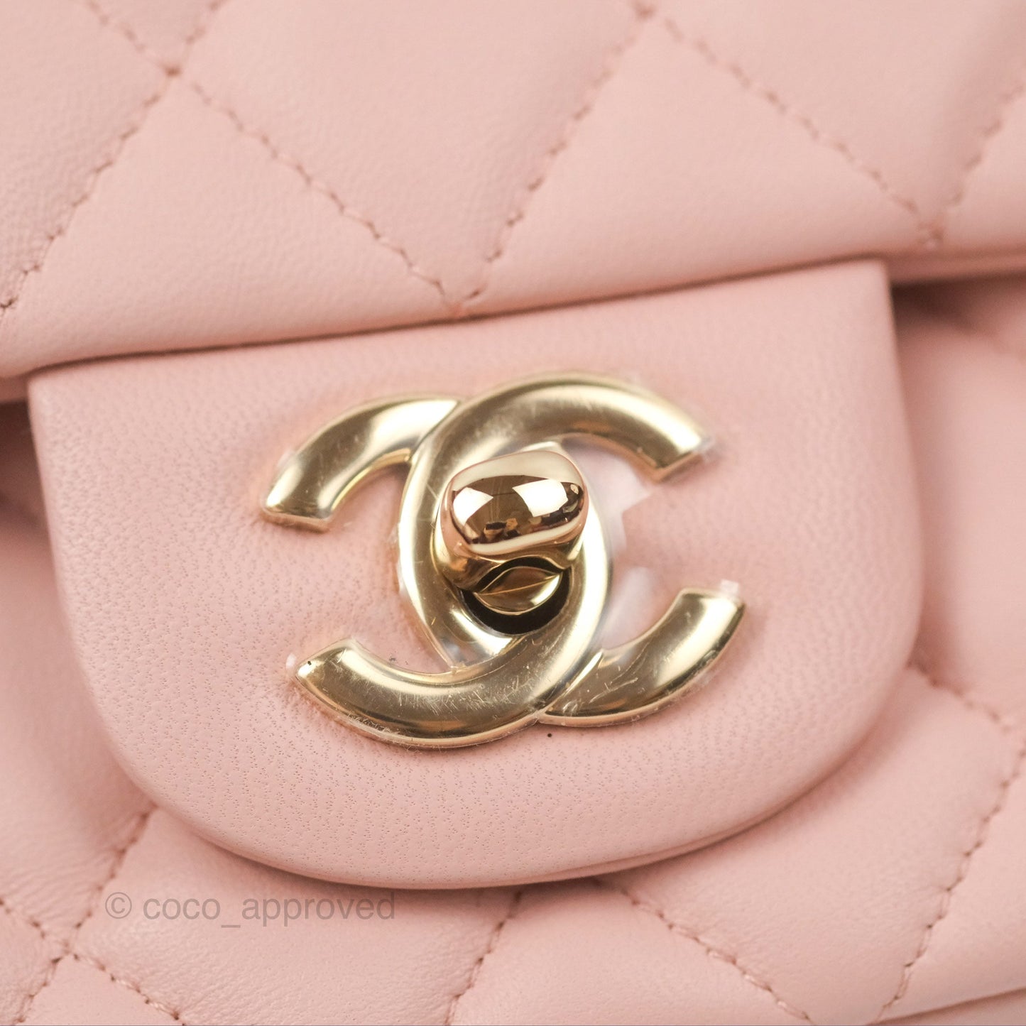 Chanel Quilted Mini Rectangular Flap Pink Lambskin Gold Hardware