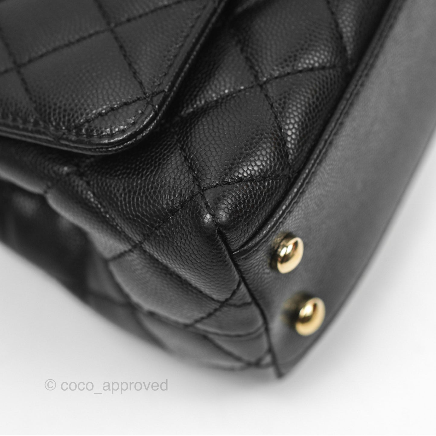 Chanel Mini Coco Handle Quilted Black Caviar Gold Hardware