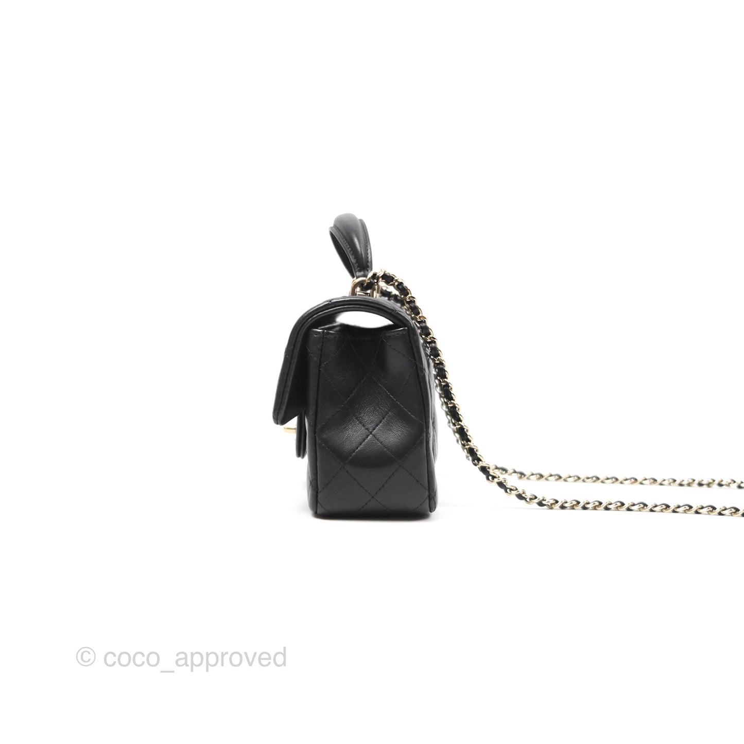 Chanel Top Handle Mini Rectangular Flap Black Lambskin Gold Hardware