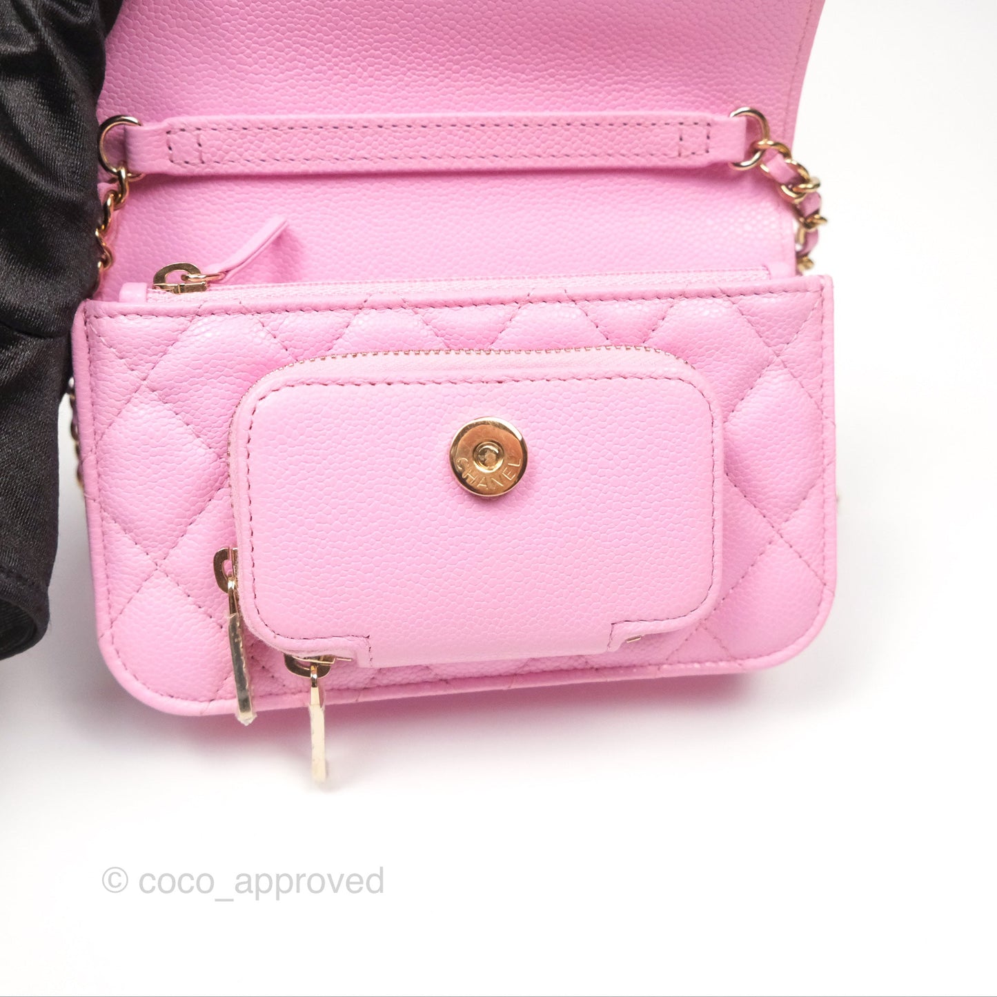 Chanel Business Affinity Clutch With Chain Pink Caviar Gold Hardware