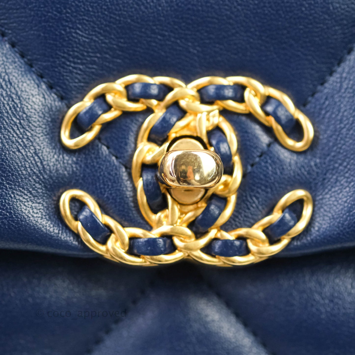 Chanel 19 Medium Blue Mixed Hardware Goatskin