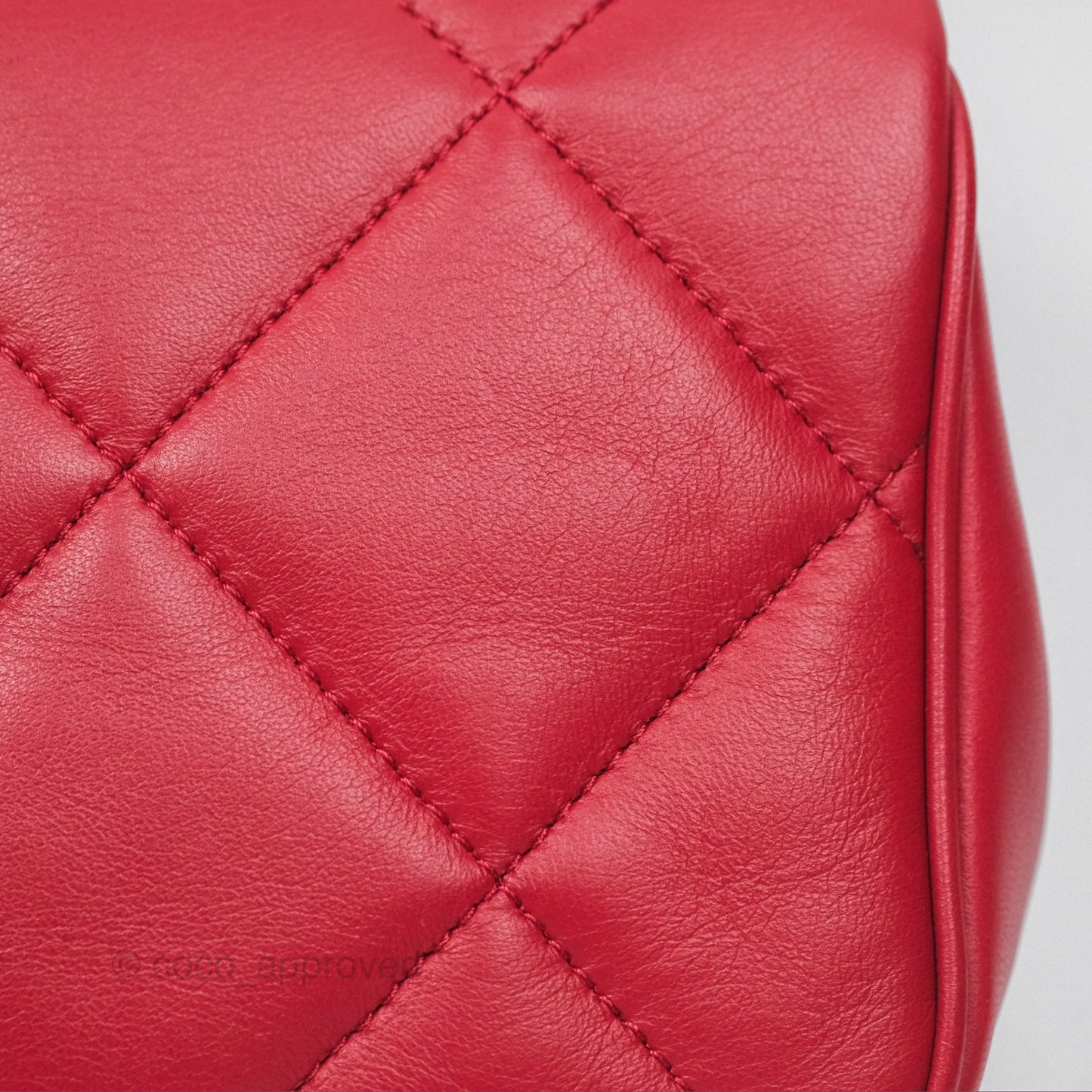 Chanel Easy Carry Flap Bag With Handle Red Lambskin Gold Hardware