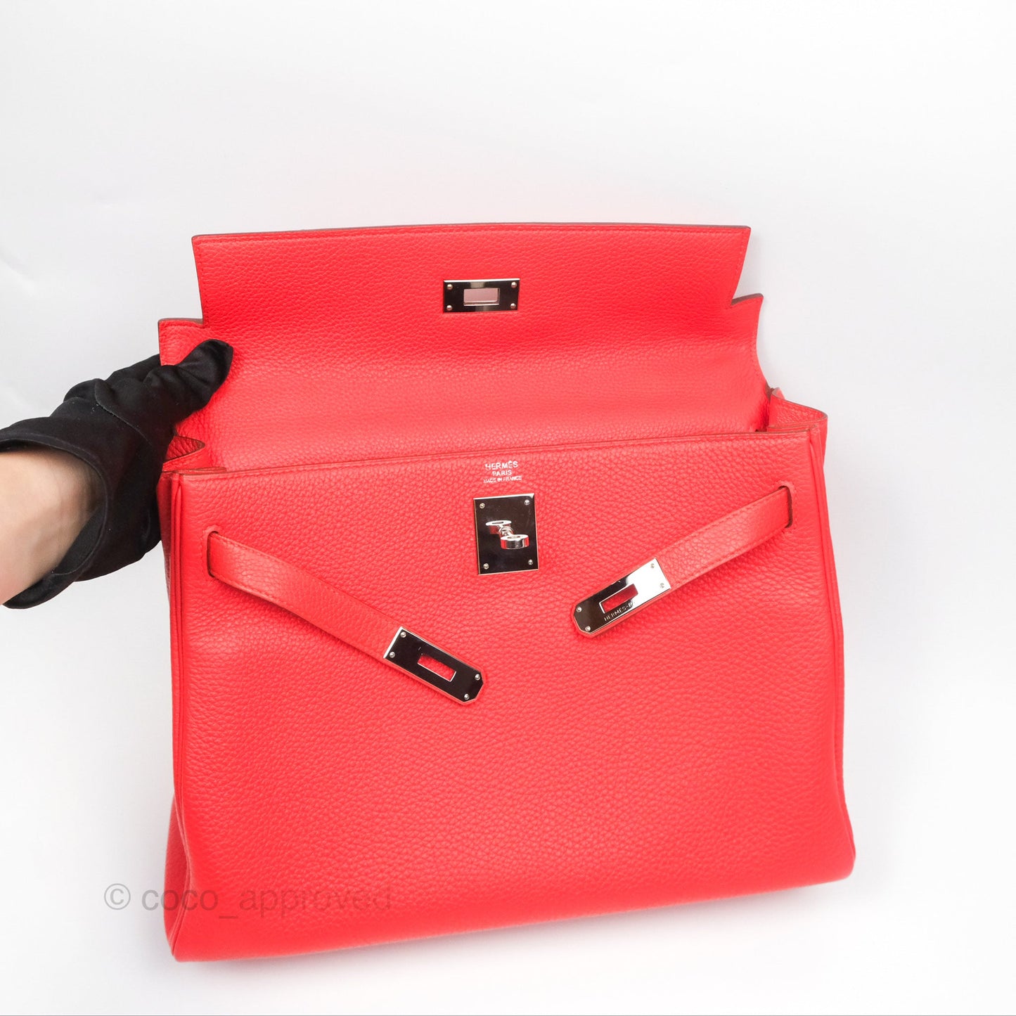 Hermès Kelly 32 Retourne Rose Jaipur Clemence Palladium Hardware