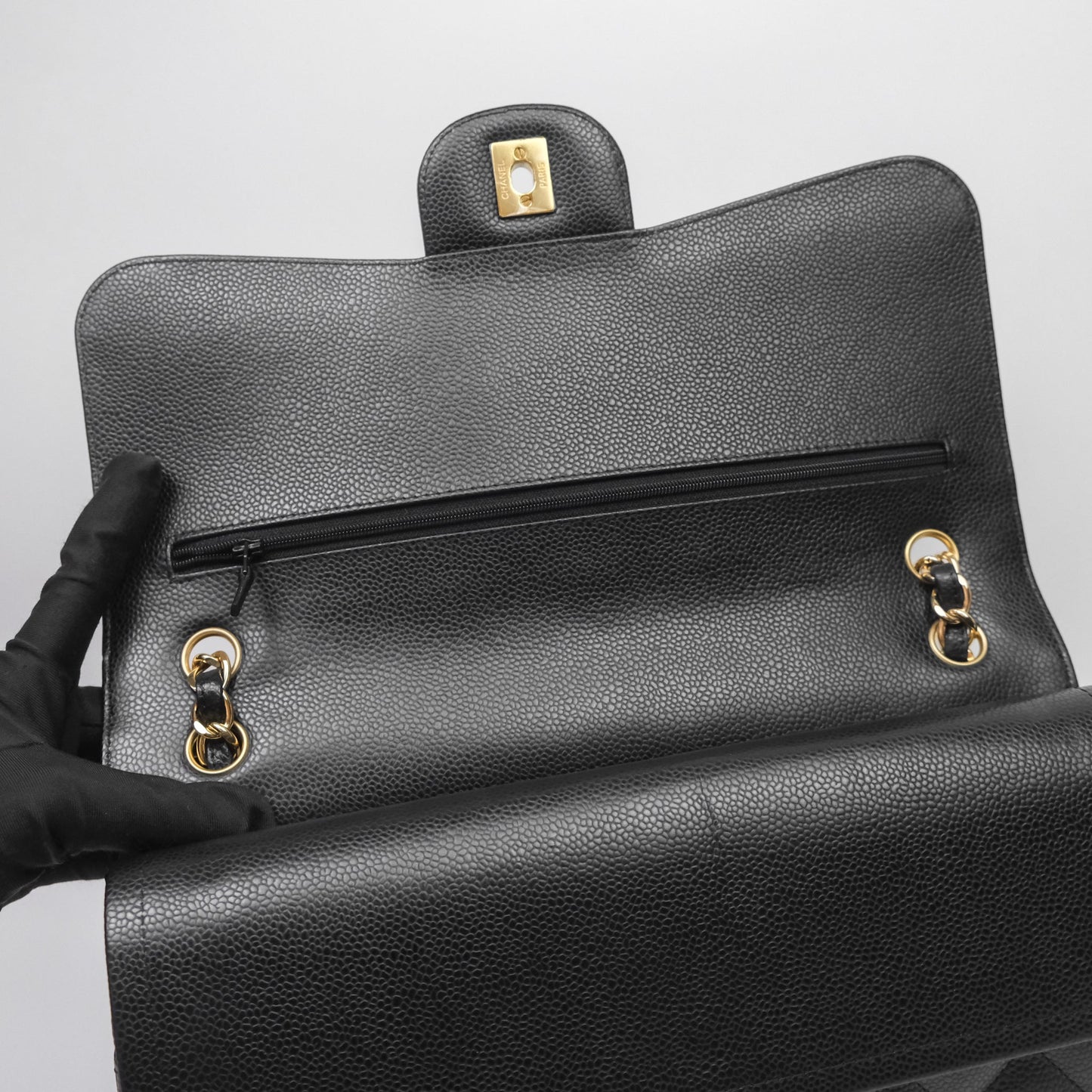 Chanel Jumbo Double Flap Black Caviar Gold Hardware⁣⁣