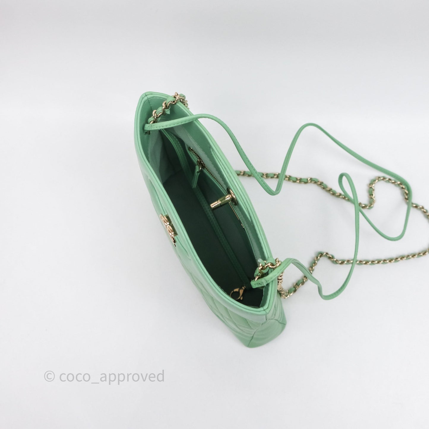 Chanel Mini 31 Green Shiny Lambskin Gold Hardware