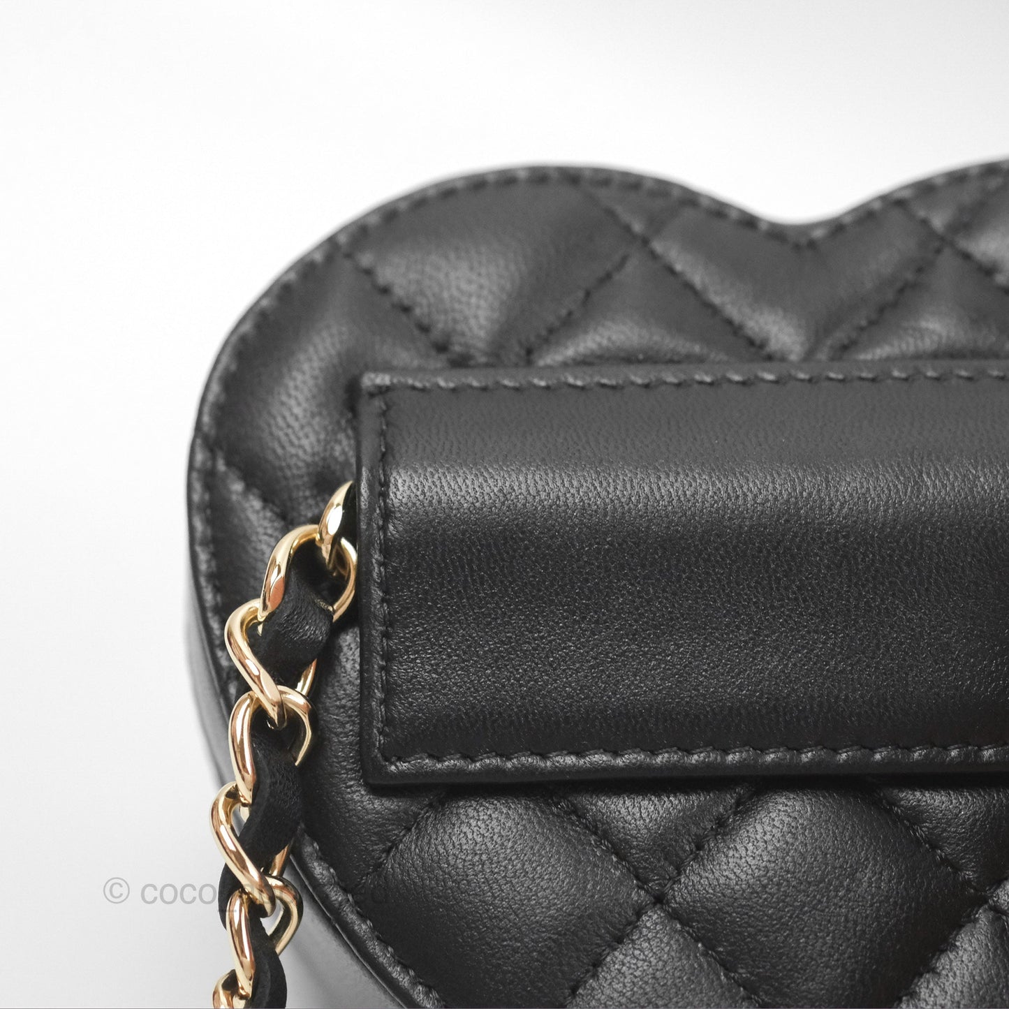 Chanel Mini Heart Belt Bag Black Lambskin Gold Hardware 22S