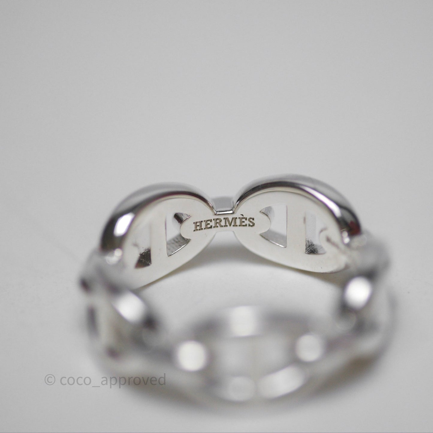 Hermès Sterling Silver PM Chaine d'Ancre Enchainee Band Ring Size 52