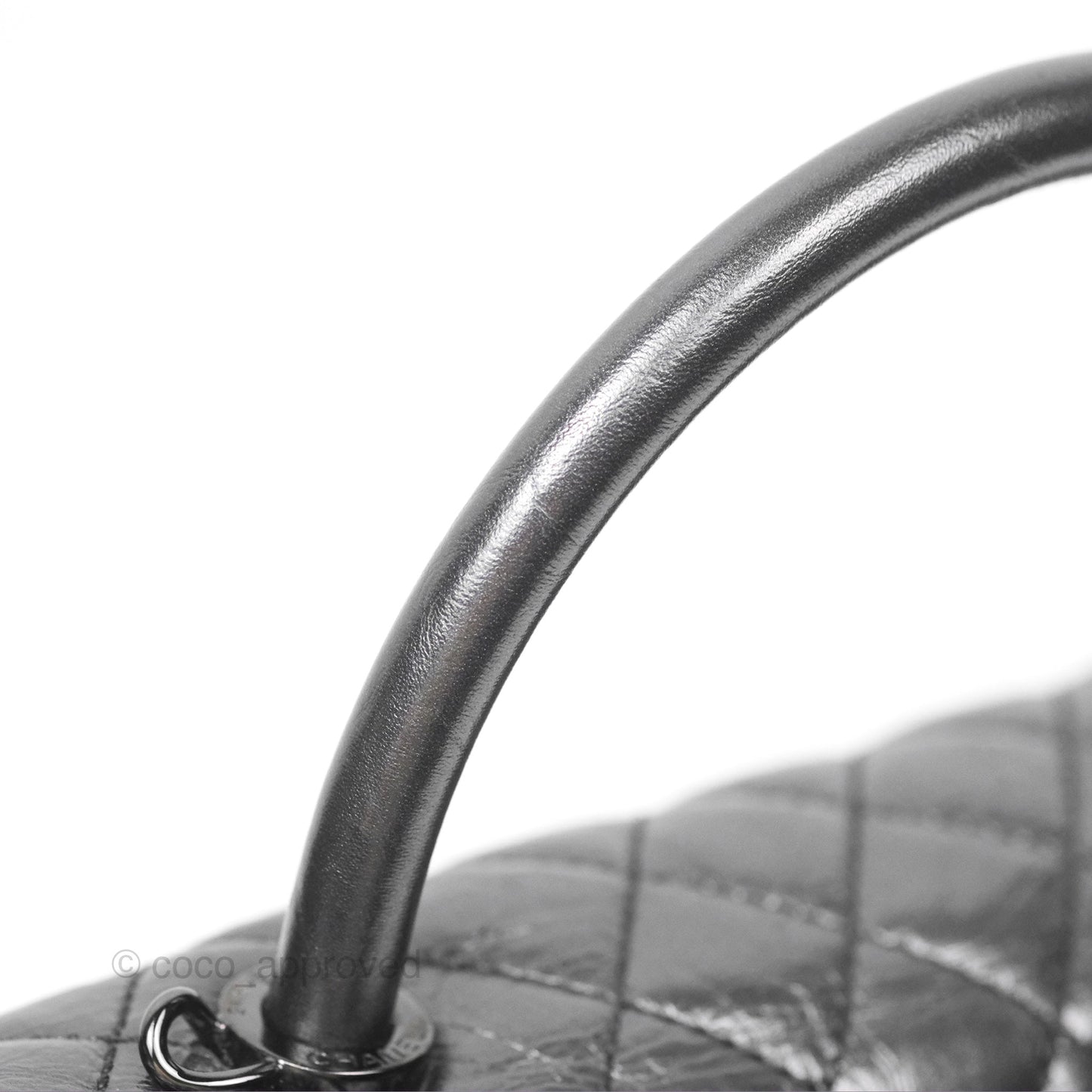 Chanel Medium Coco Handle Quilted Aged Calfskin Iridescent Dark Grey So Black Hardware