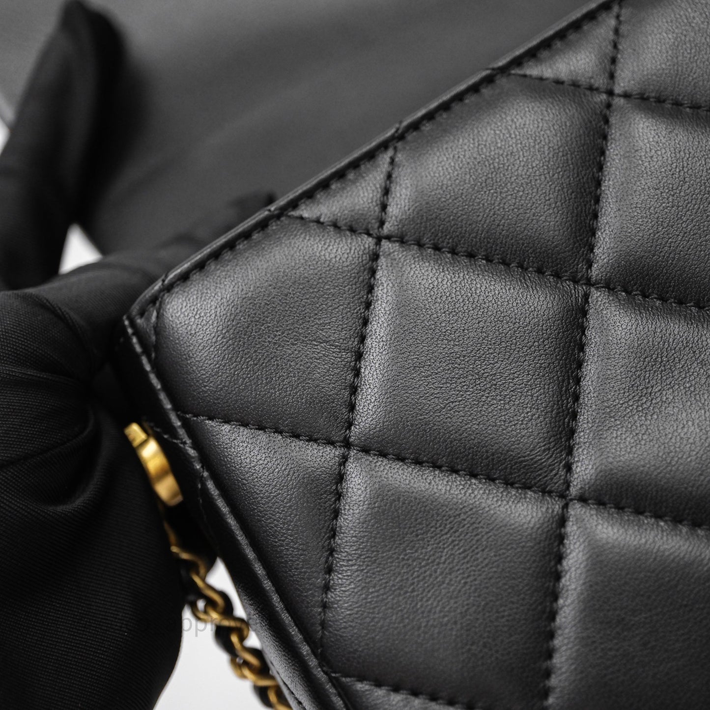 Chanel My Perfect Mini With Pearl Quilted Black Lambskin Gold Hardware