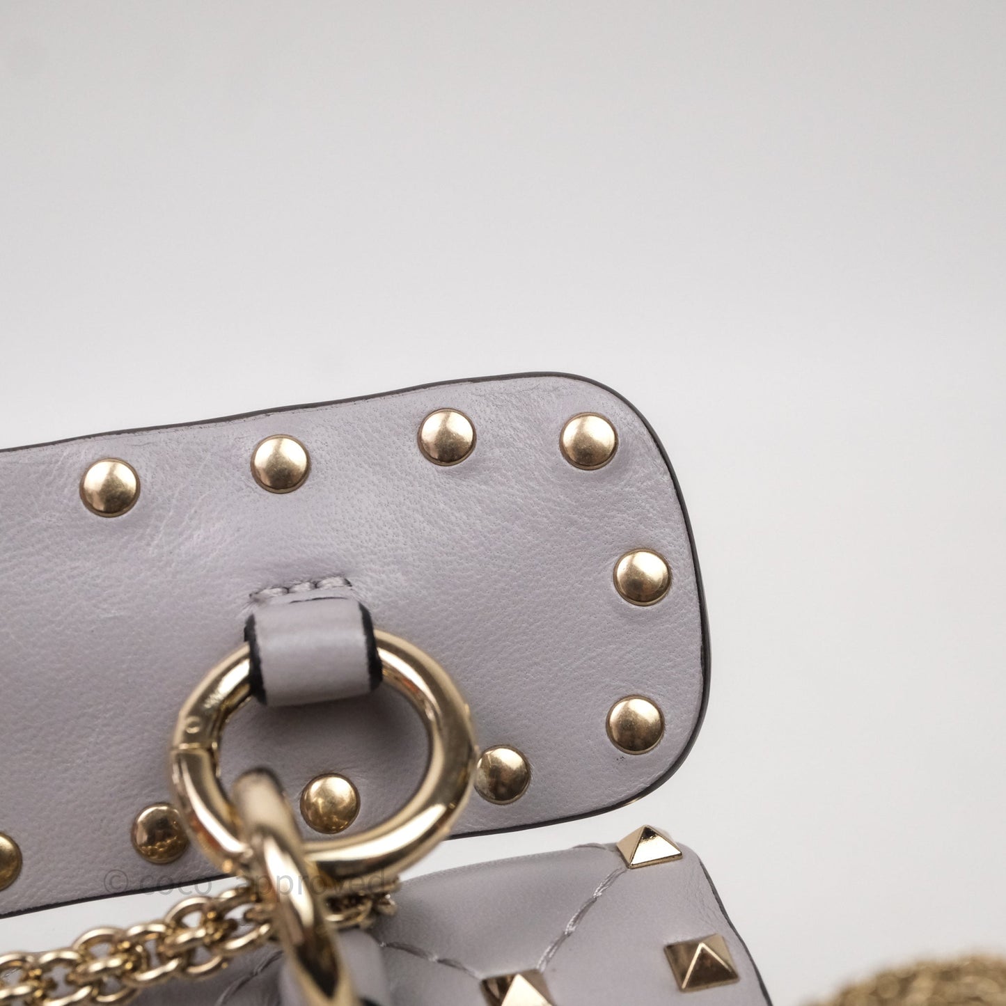 Valentino Small Nappa Rockstud Spike Bag Grey Gold Hardware