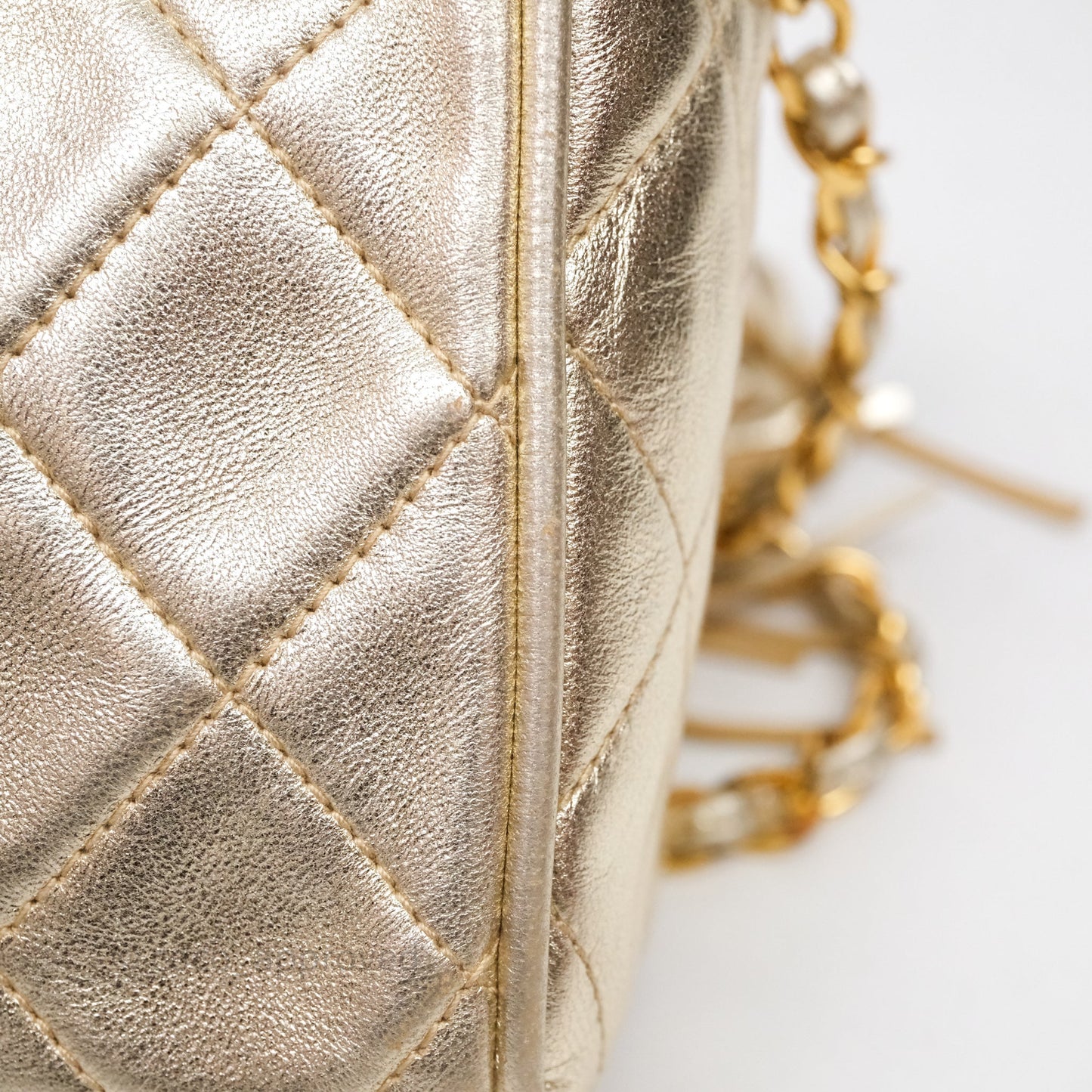 Chanel Vintage Camera Bag Gold Lambskin Gold Hardware