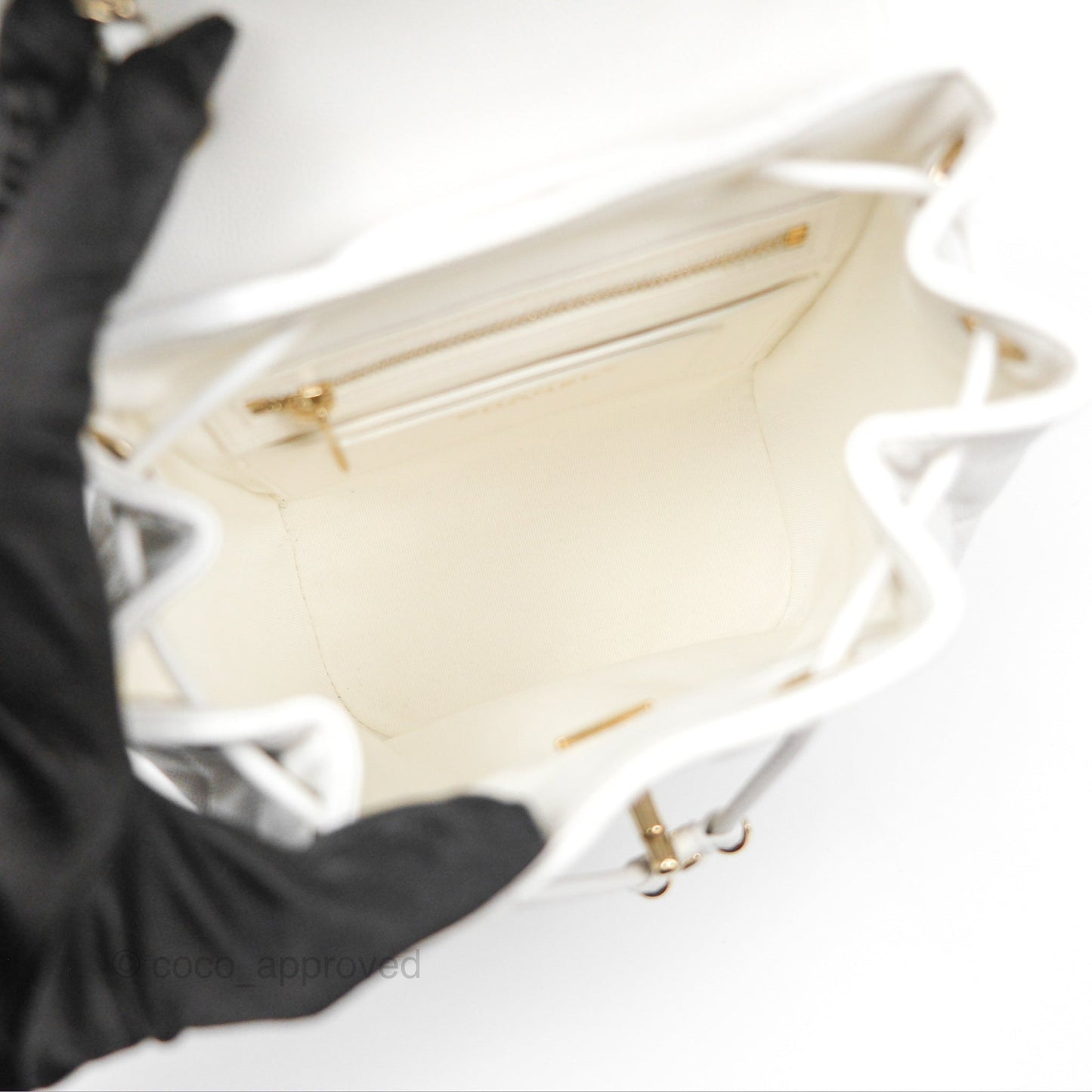 Chanel Mini Urban Spirit Backpack White Caviar Gold Hardware 23S
