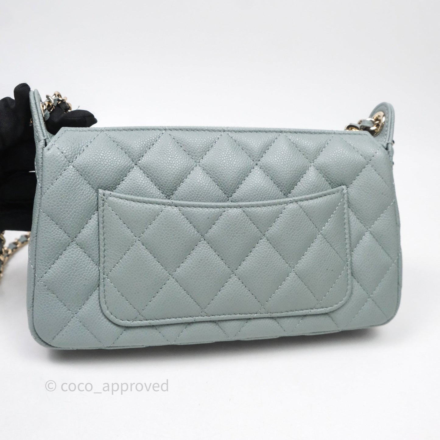 Chanel Clutch on Chain Tiffany Green Caviar Gold Hardware