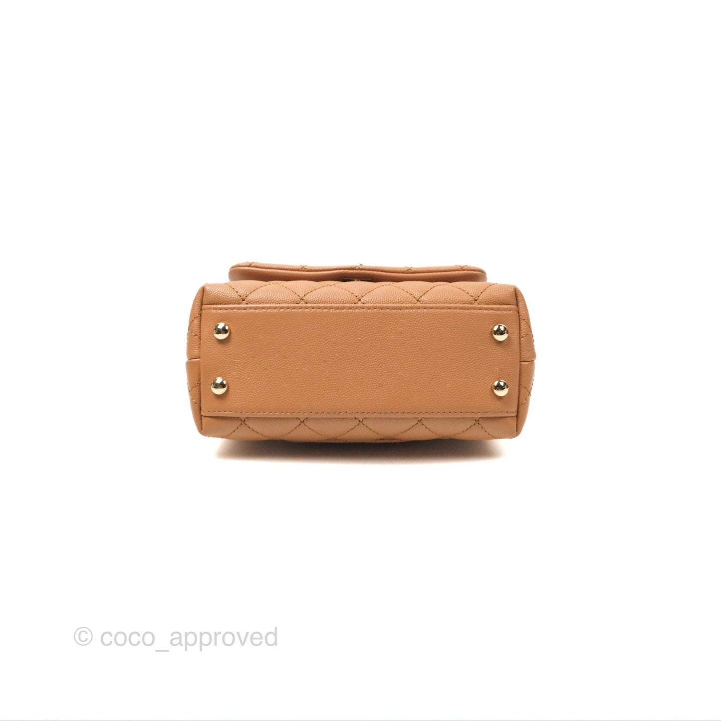 Chanel Mini Coco Handle Dark Beige Caviar Lizard Handle Gold Hardware