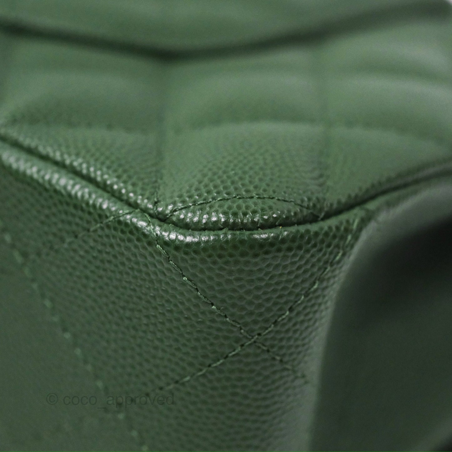 Chanel Classic M/L Medium Flap Quilted Dark Green Caviar Silver Hardware