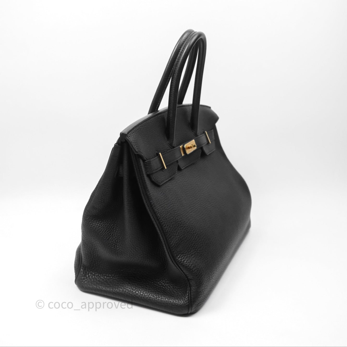 Hermès Birkin 35 Retourne Black Noir 89 Clemence Gold Hardware