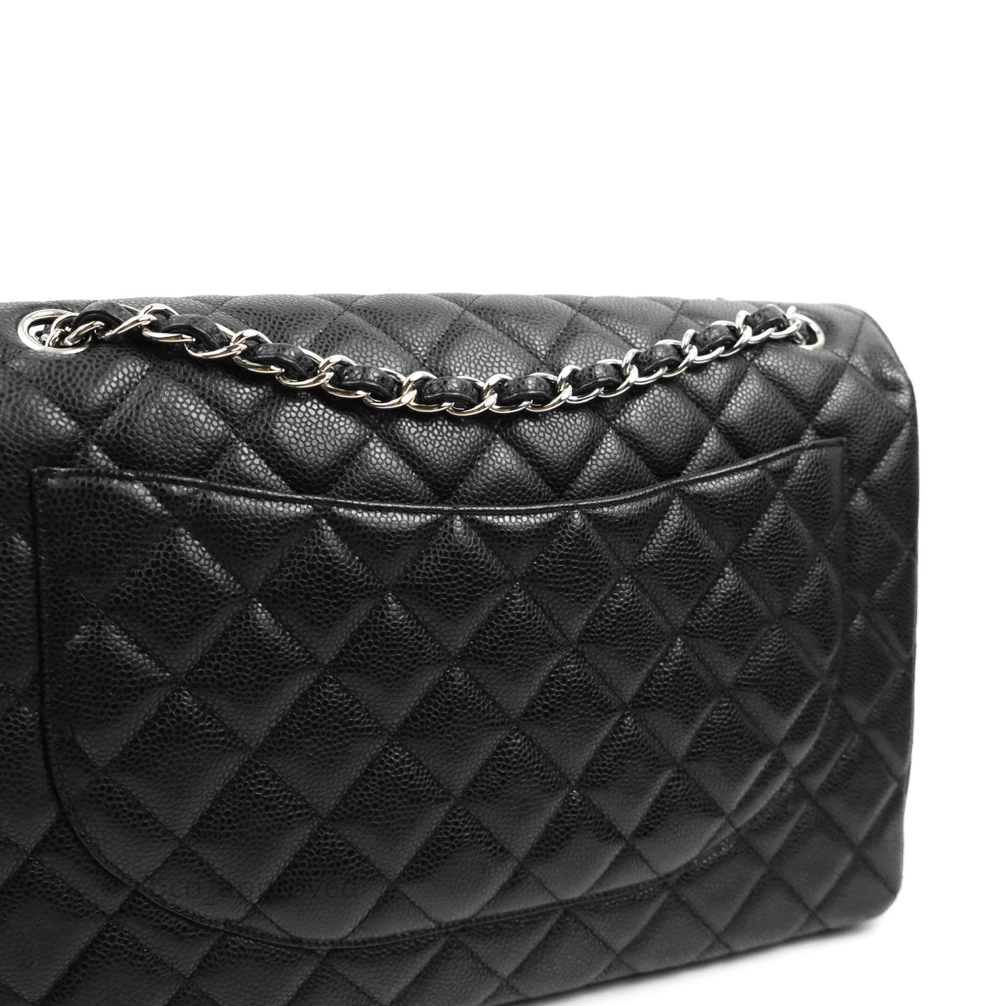 Chanel Single Flap Maxi Caviar Black Silver Hardware
