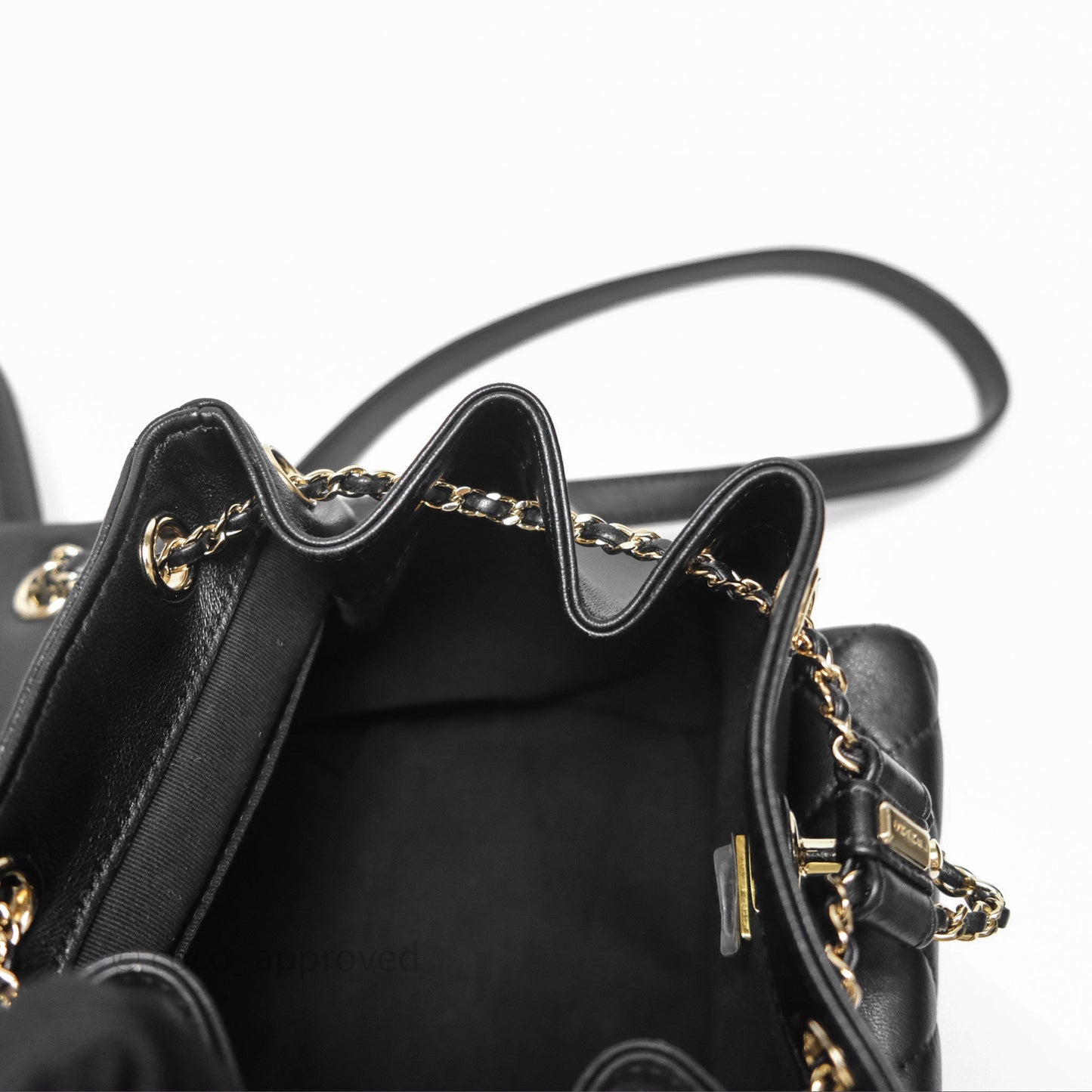Chanel Small Duma Drawstring Backpack Black Lambskin Gold Hardware