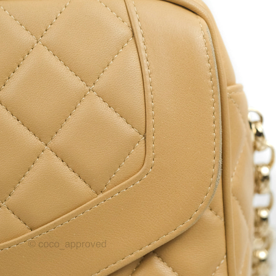 Chanel Calfskin Coco Vintage Camera Case Beige Gold Hardware