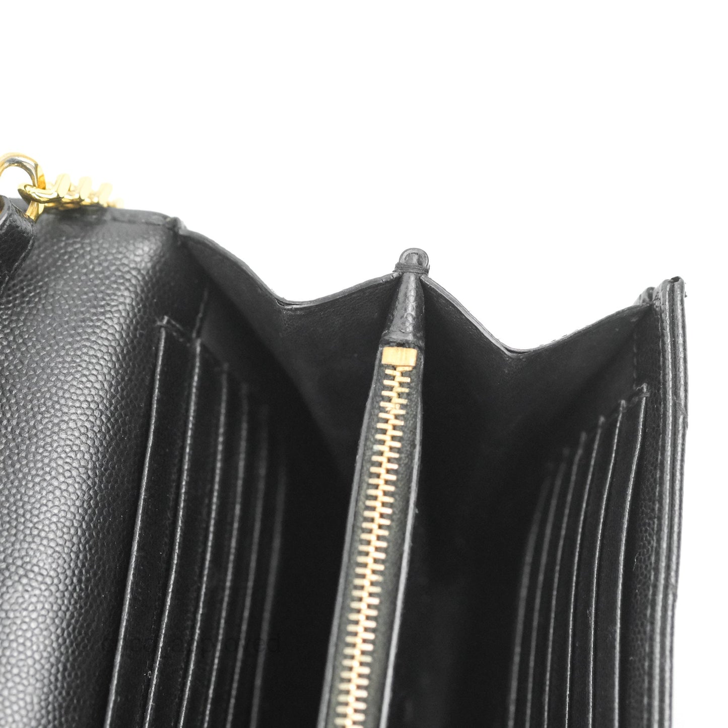 Saint Laurent Wallet on Chain WOC Black Grained Leather Gold Hardware