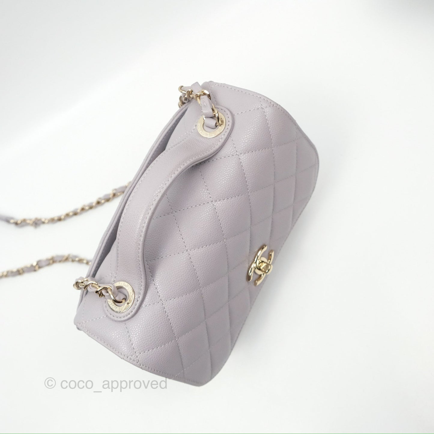 Chanel Quilted Medium Business Affinity Flap Grey Caviar Light Gold Hardware