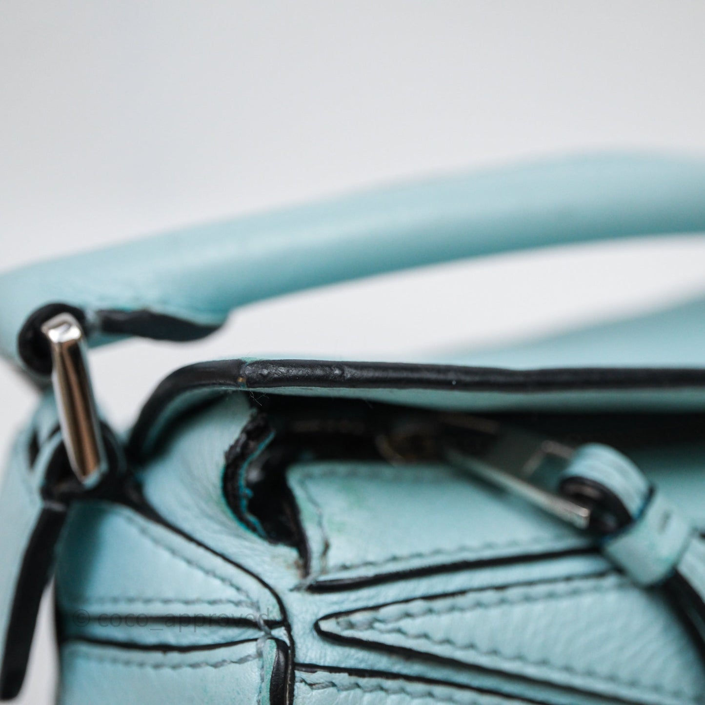 Loewe Mini Puzzle Bag Light Blue Calfskin Silver Hardware