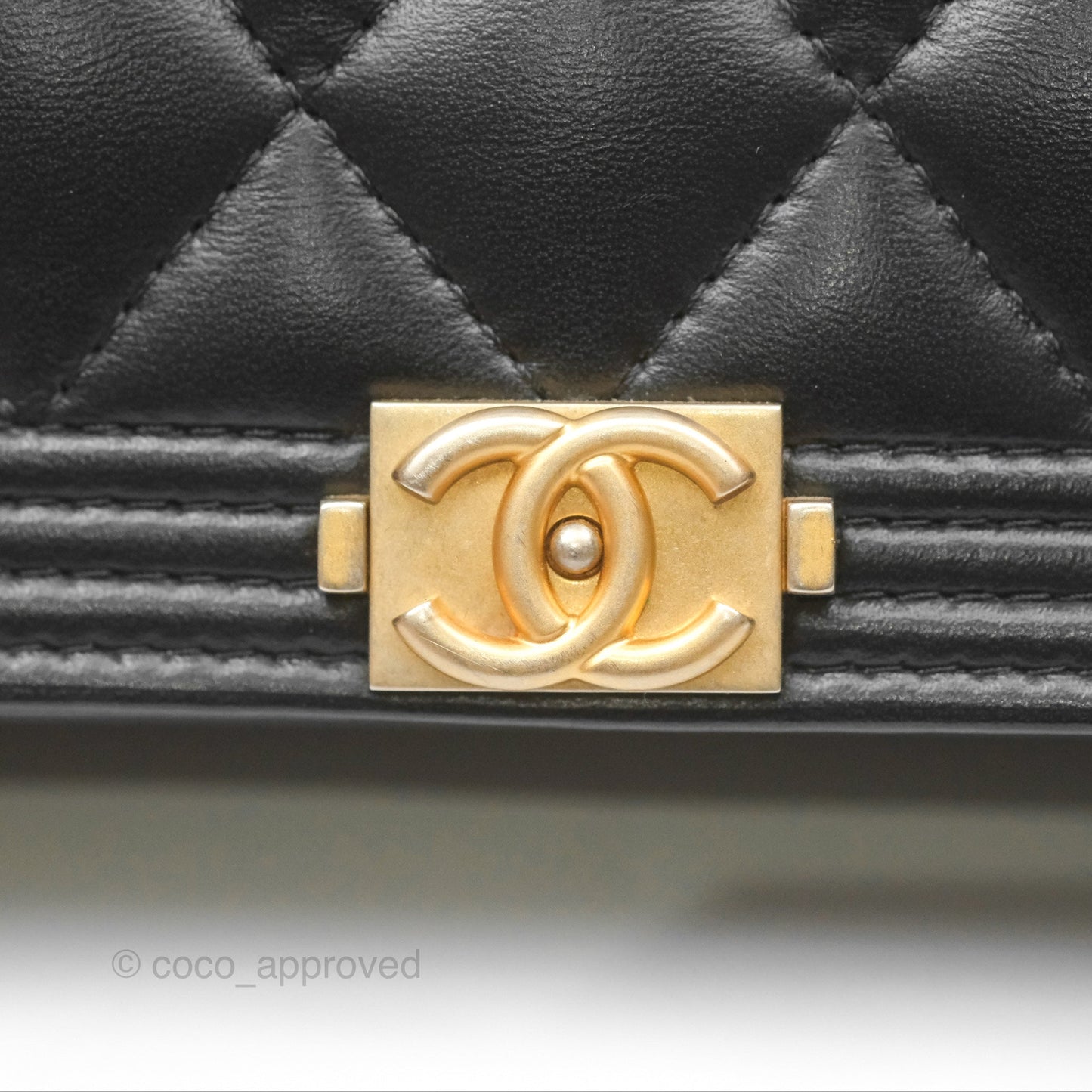 Chanel Quilted Boy Wallet on Chain WOC Black Calfskin Aged Gold Hardware